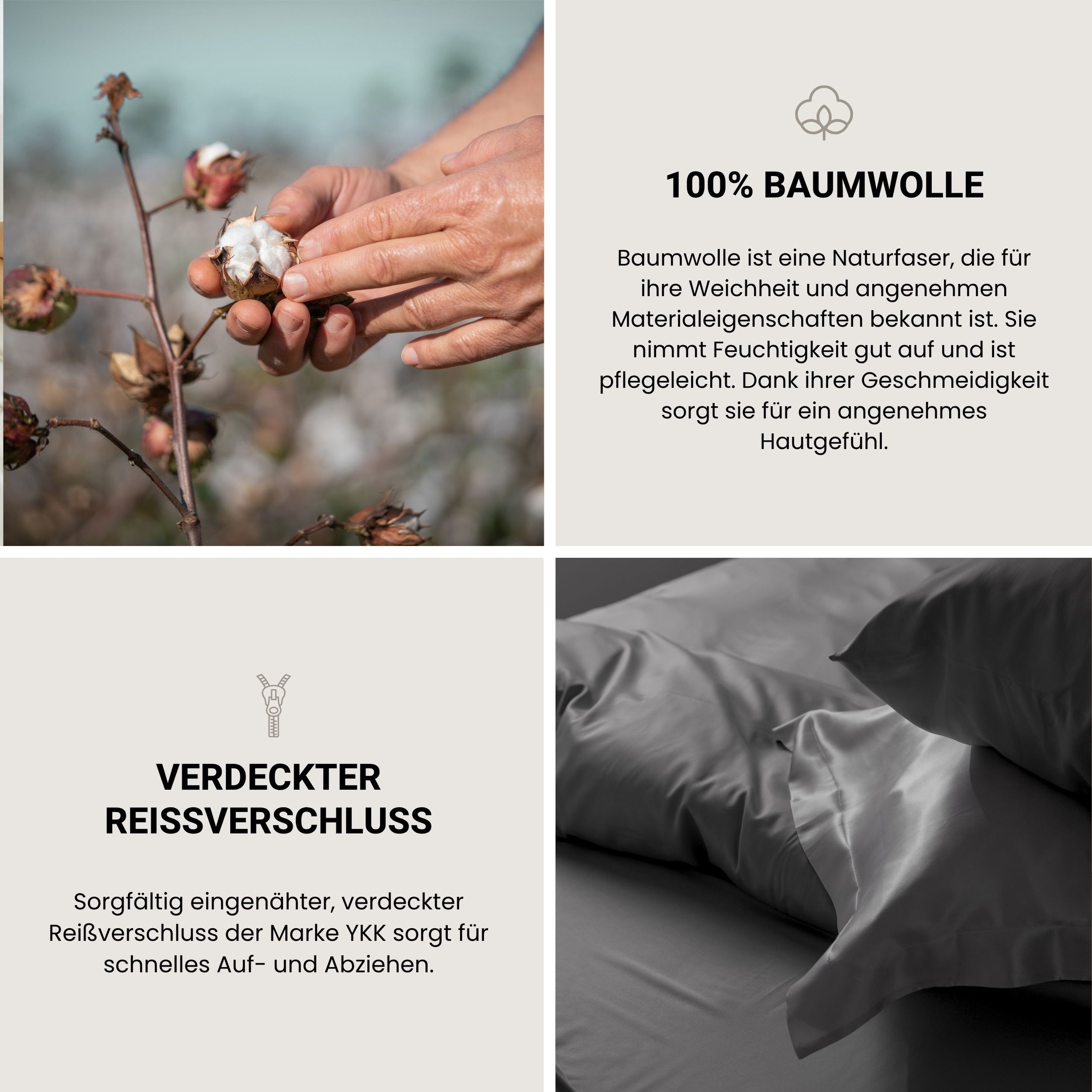 Schiesser Housse de coussin »Ella Kissenhüllenset aus feinstem Baumwollsatin, 40x80 cm« Made in Green