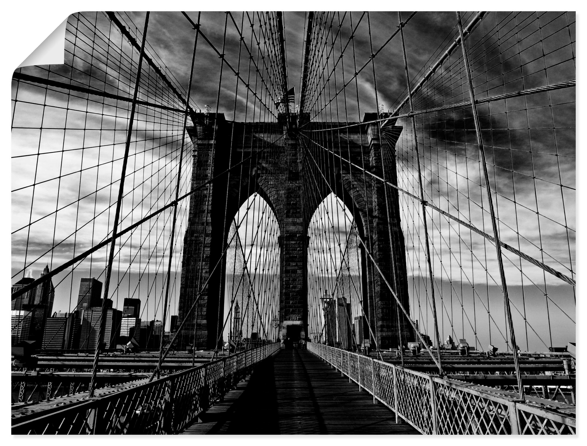 Image of Artland Wandbild »Brooklyn Bridge - schwarz/weiss«, Brücken, (1 St.), in vielen Grössen & Produktarten - Alubild / Outdoorbild für den Aussenbereich, Leinwandbild, Poster, Wandaufkleber / Wandtattoo auch für Badezimmer geeignet bei Ackermann Versand Schwe