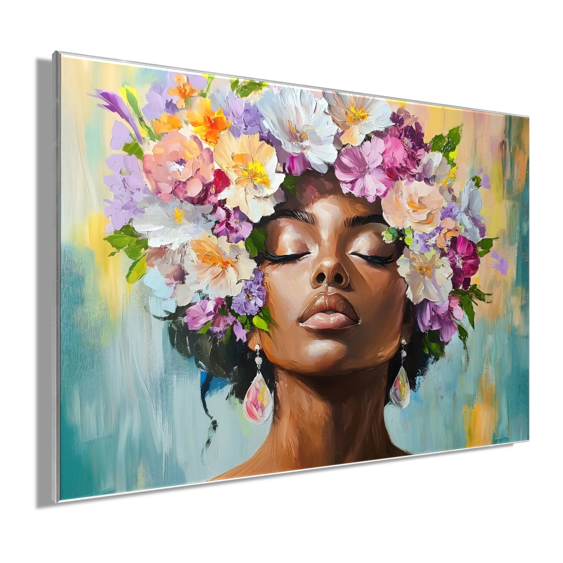 Bönninghoff Ölgemälde »handarbeit gerahmt FRAU 78x118 cm – Wandbild Deko elegant« Blumen | Frau | Portrait 1 Stk. tlg. handgefertigt, jedes Bild ein Unikat, Schattenfugenrahmen