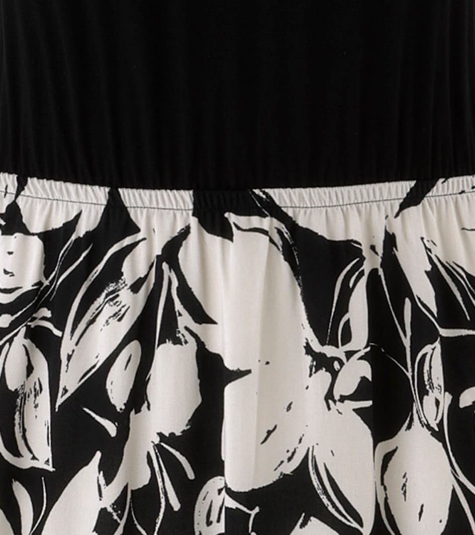 Aniston SELECTED Sommerkleid unifarbenes Shirtteil und geblümten Rockteil - NEUE KOLLEKTION