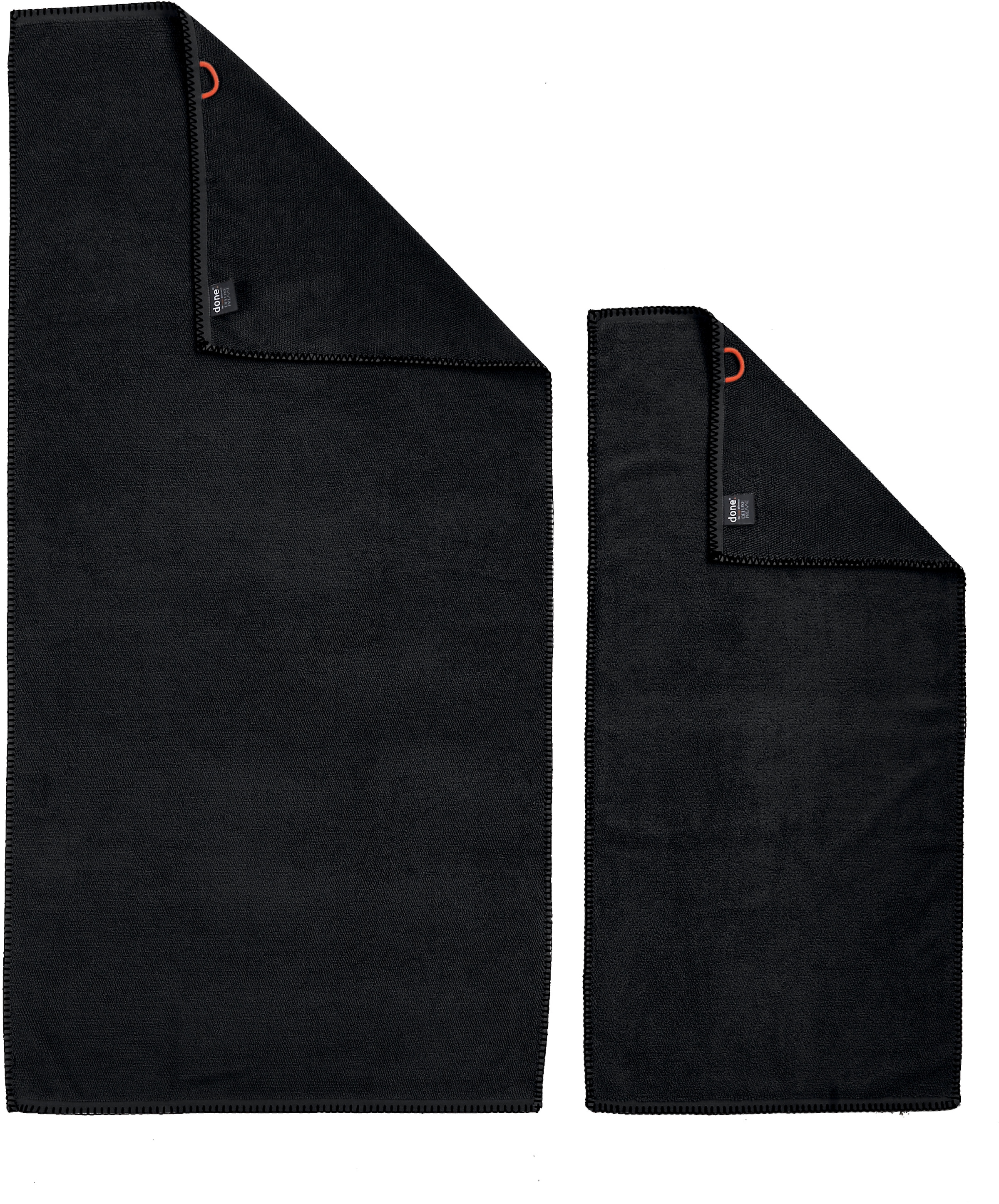 done.® Handtuch Set »Deluxe Prime«, (Set, 4 St., 2 Handtücher (50x100 cm)-2 Duschtücher (70x140 cm), mit einfassender Ziernaht in schwarz