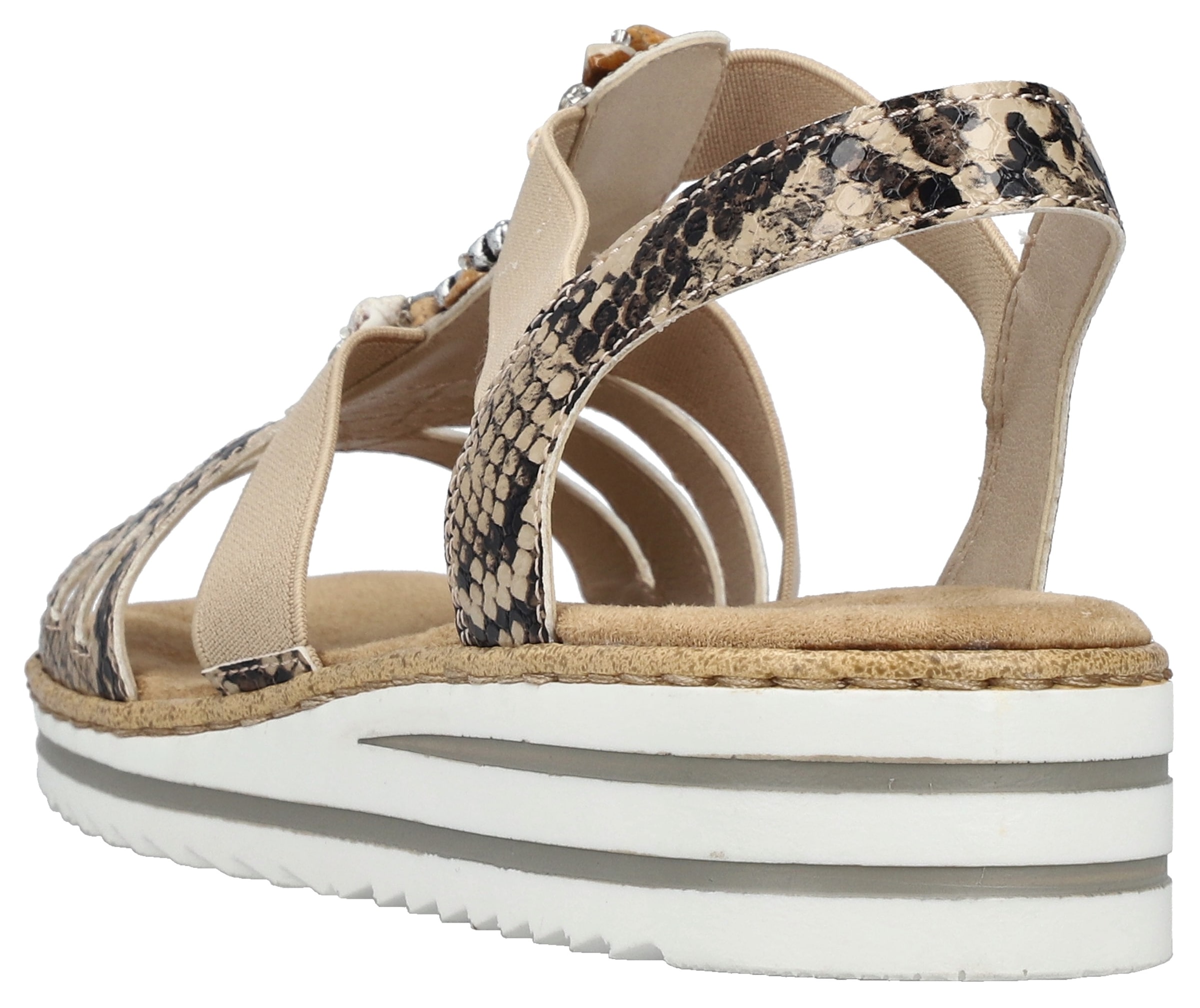 Rieker Sandale  chaussure d'été, sandale, talon compensé, avec décoration estivale