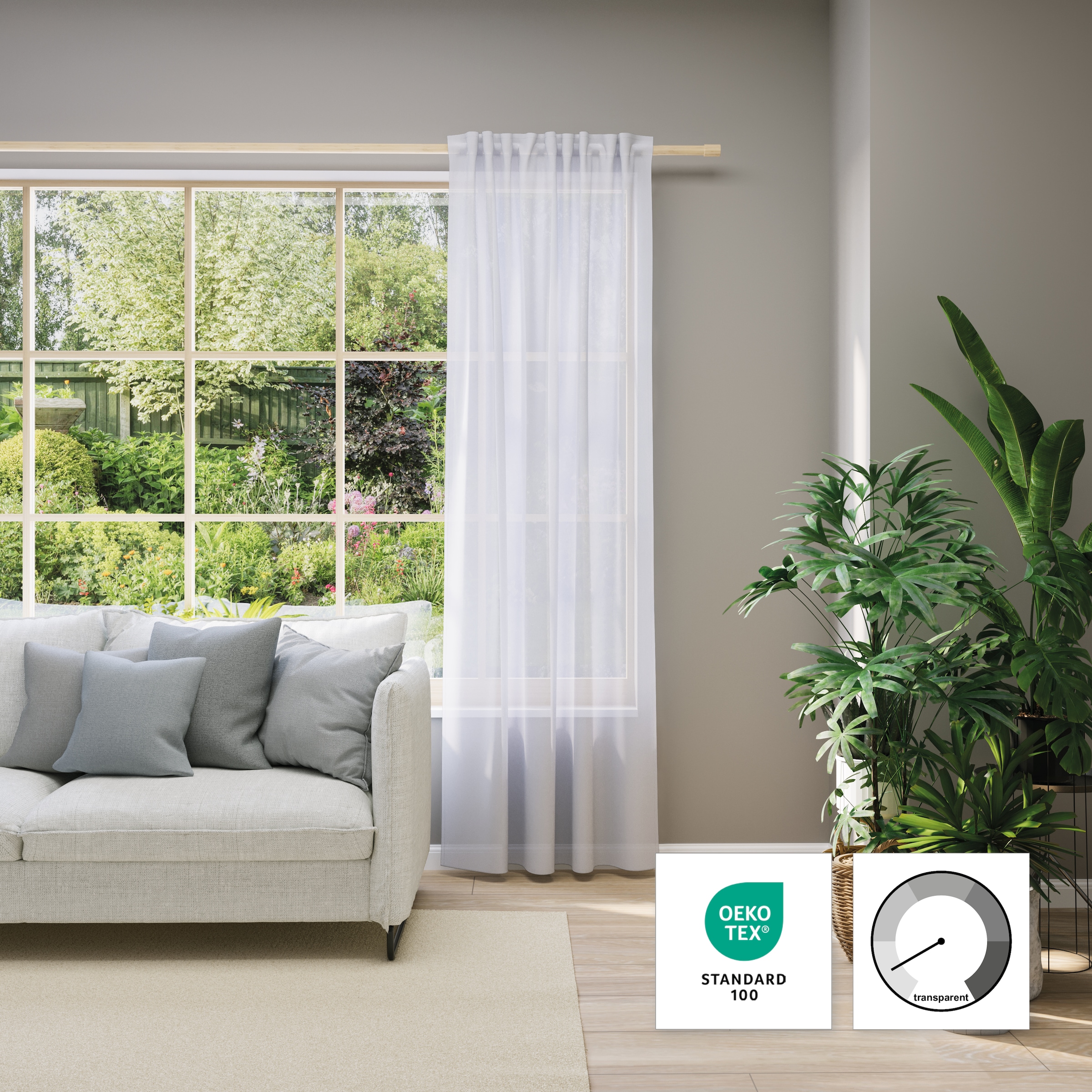 Neutex for you! Rideau sur mesure »EVA« Bande multifonctionnelle 1 cuis tlg. Uni-Voile mit elegantem Glanz
