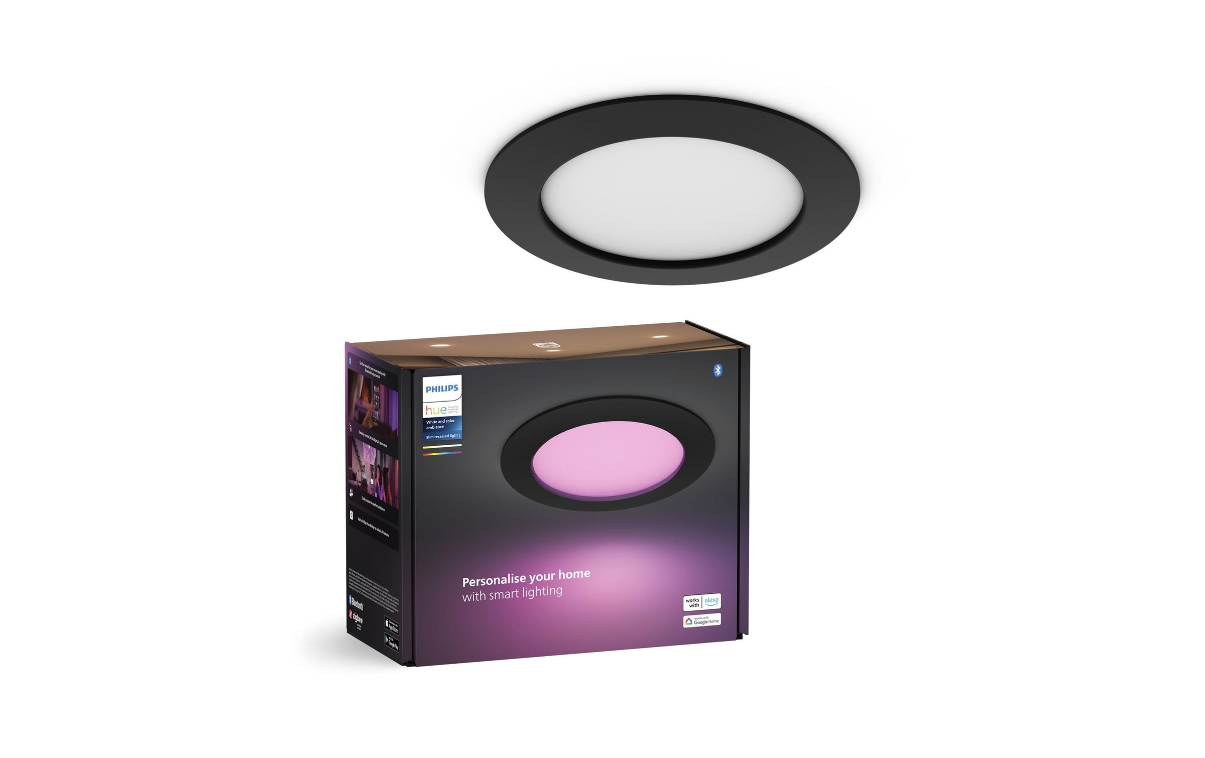 Philips Hue LED Deckenleuchte »White & Color Ambiance Slim Recessed 170 mm schwarz« Neutralweiss RGB Tageslichtweiss Warmweiss