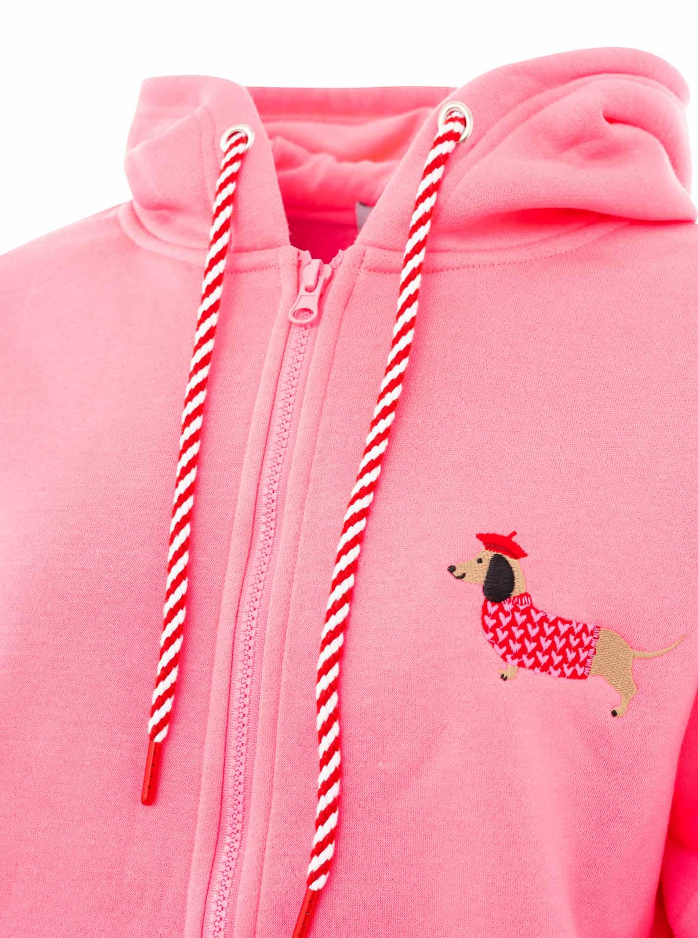 Zwillingsherz Sweatjacke »"Très Bien"« Mini Me, süsses Dackelmotiv, gestreifte Ärmelbündchen, Kapuze, Zipper