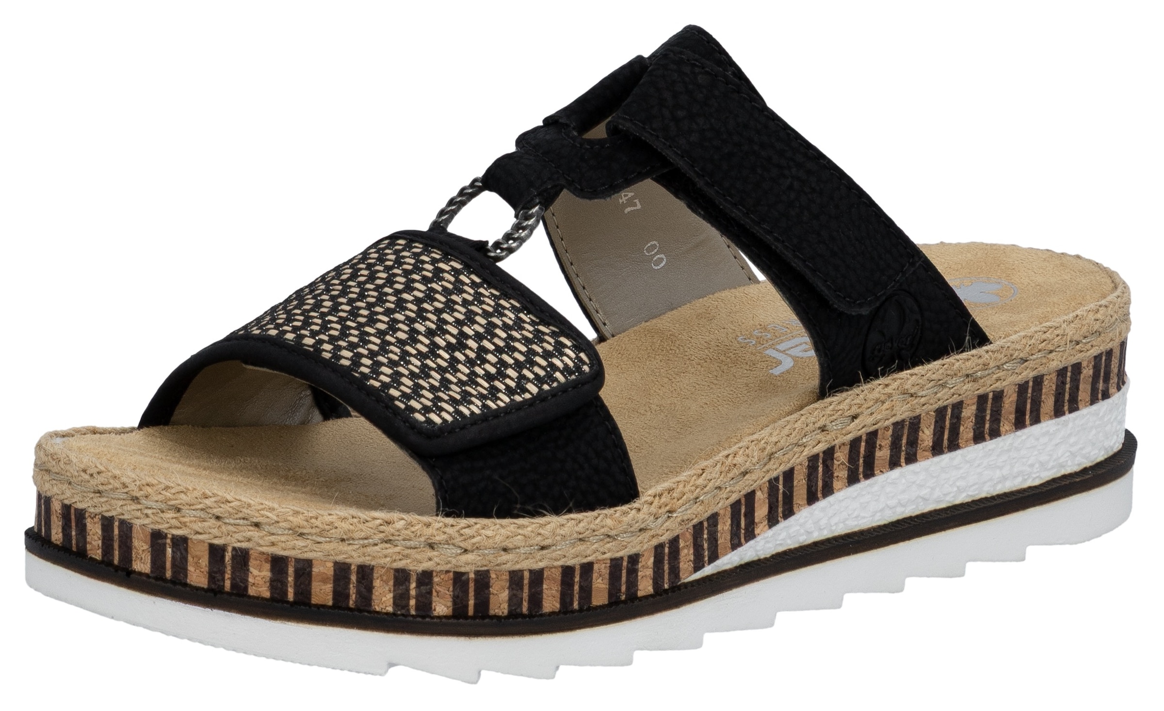 Image of Rieker Pantolette, Keilabsatz, Sommerschuh, Schlappen mit weicher Innensohle