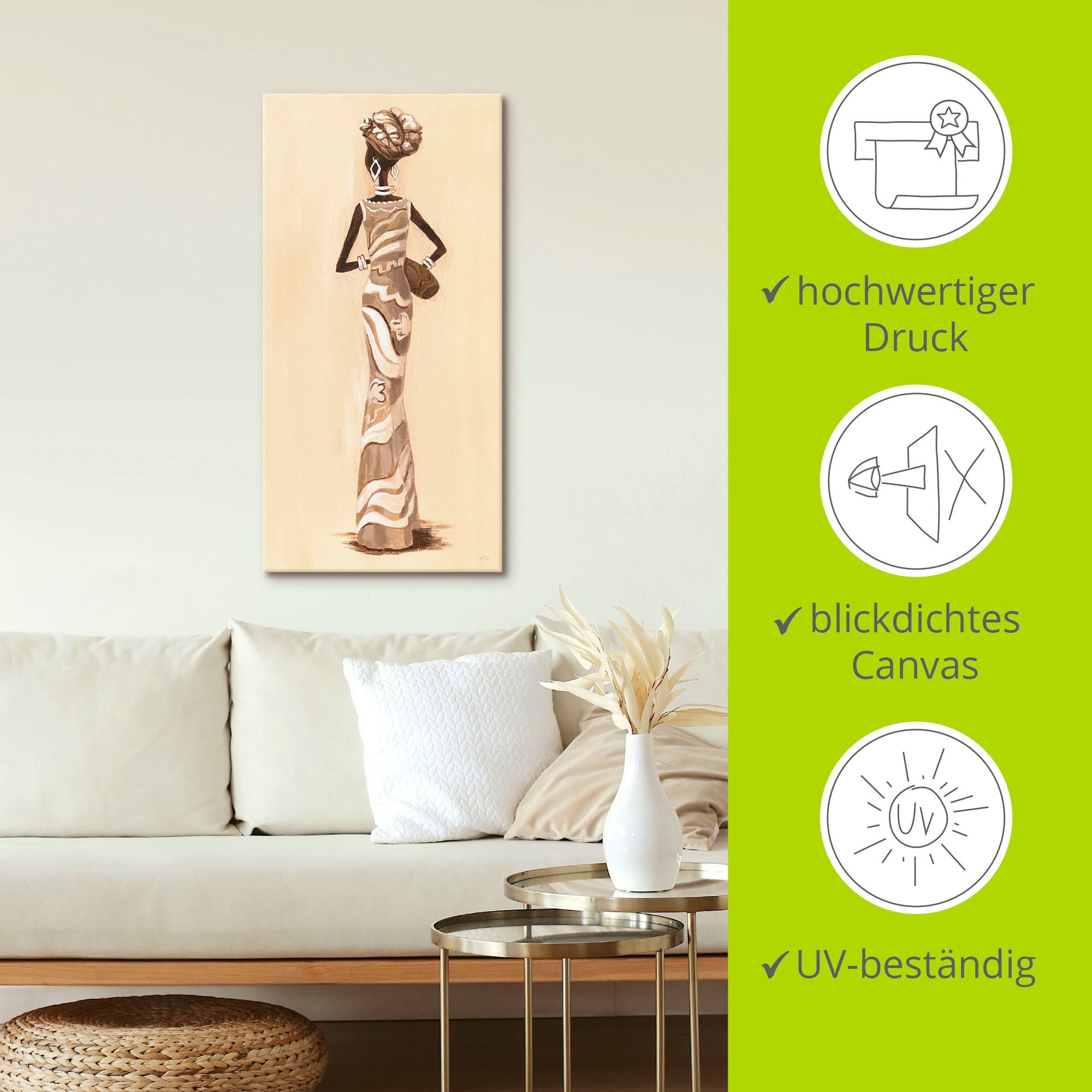 Artland Wandbild »Afrikanerin - Kehrseite«, Bilder von Frauen, (1 St.), als Leinwandbild, Poster in verschied. Grössen