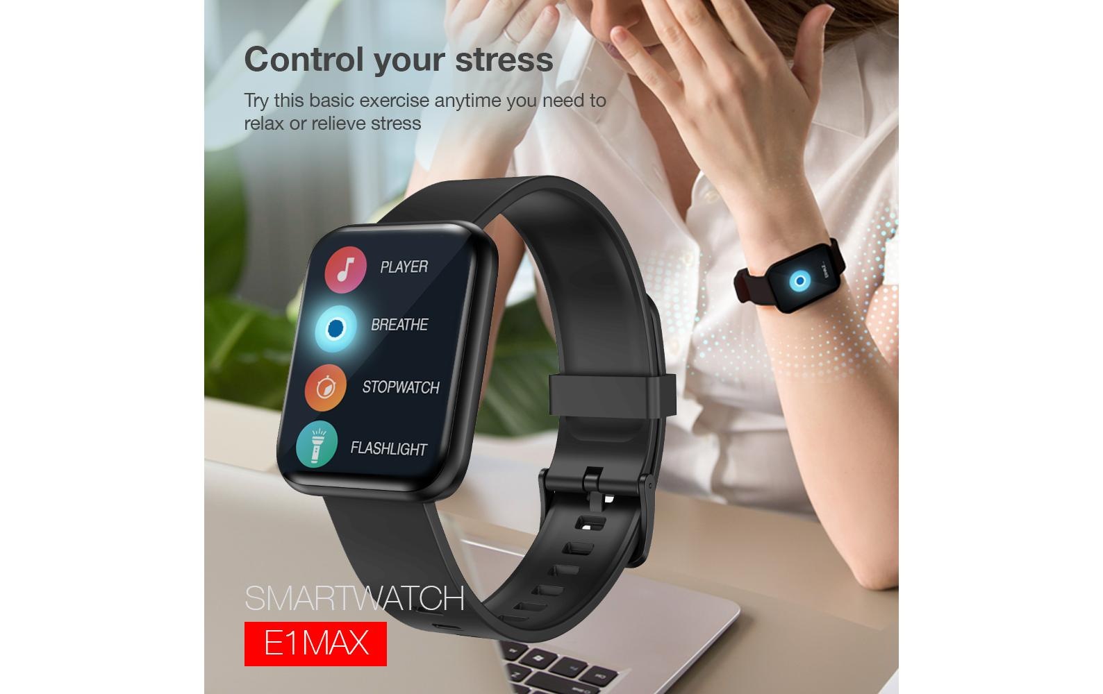 Lenovo Smartwatch »Lenovo Sportuhr E1 Pro Max«, (4,27 cm / 1,69 Zoll), Android Wear,)
