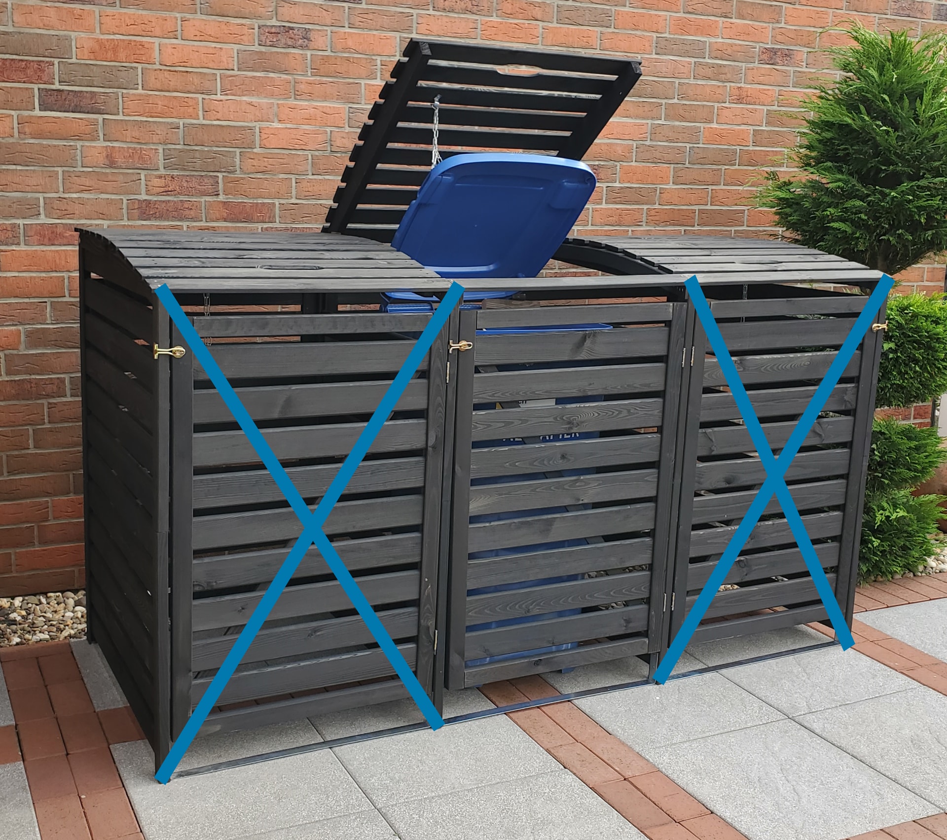 promadino Coffre à poubelles »Erweiterungsset für Vario III, aus Massivholz« compatible avec toutes les poubelles jusqu'à 240 litres