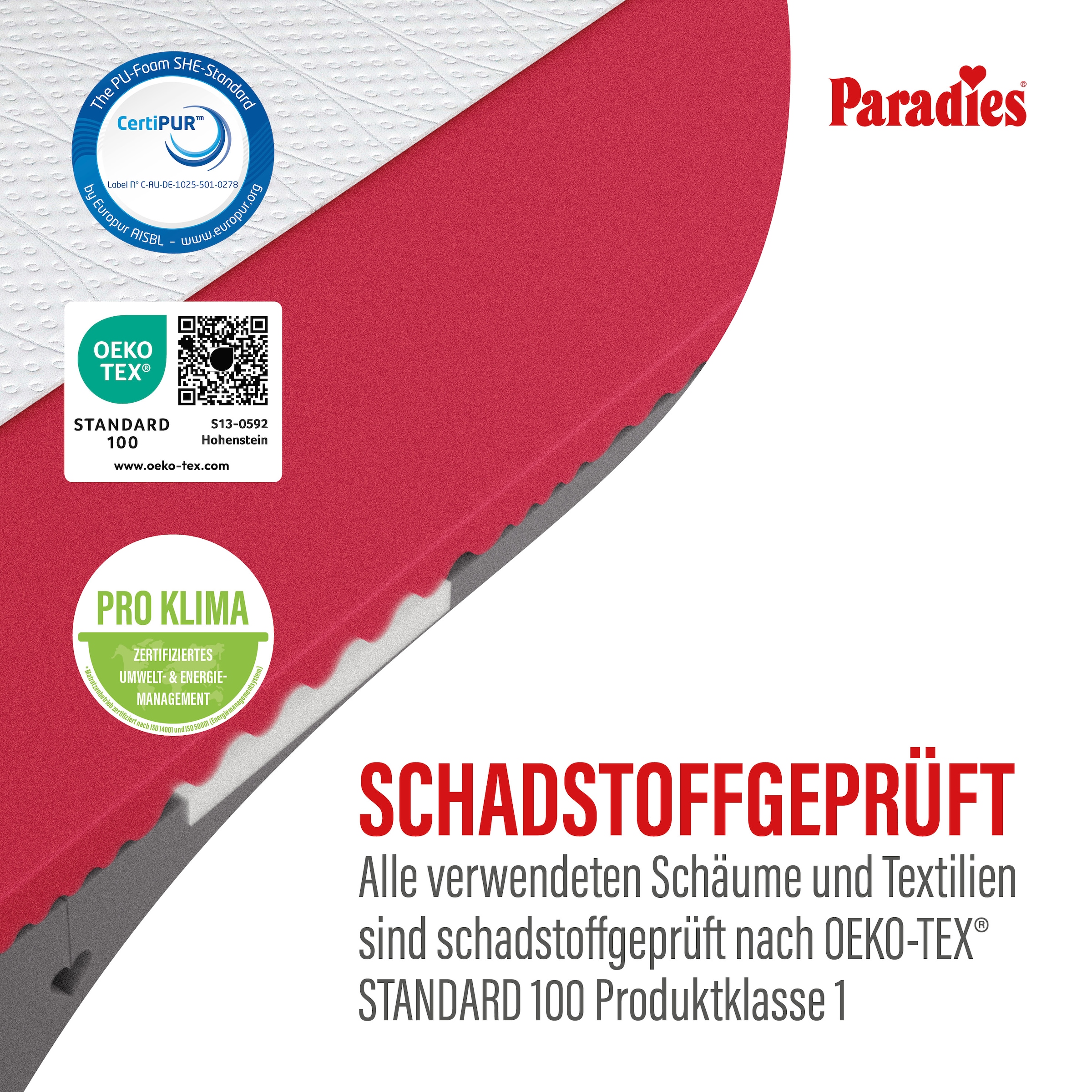 Paradies Matelas en mousse froide »Neuheit: Paradies Perfekta KS, 90x200, 140x200 cm & weitere Grössen« 22 cm hoch Raumgewicht: 35 kg/m³ 1 cuis tlg. Maximaler Komfort mit Memoryschaum und Klimaregulierung
