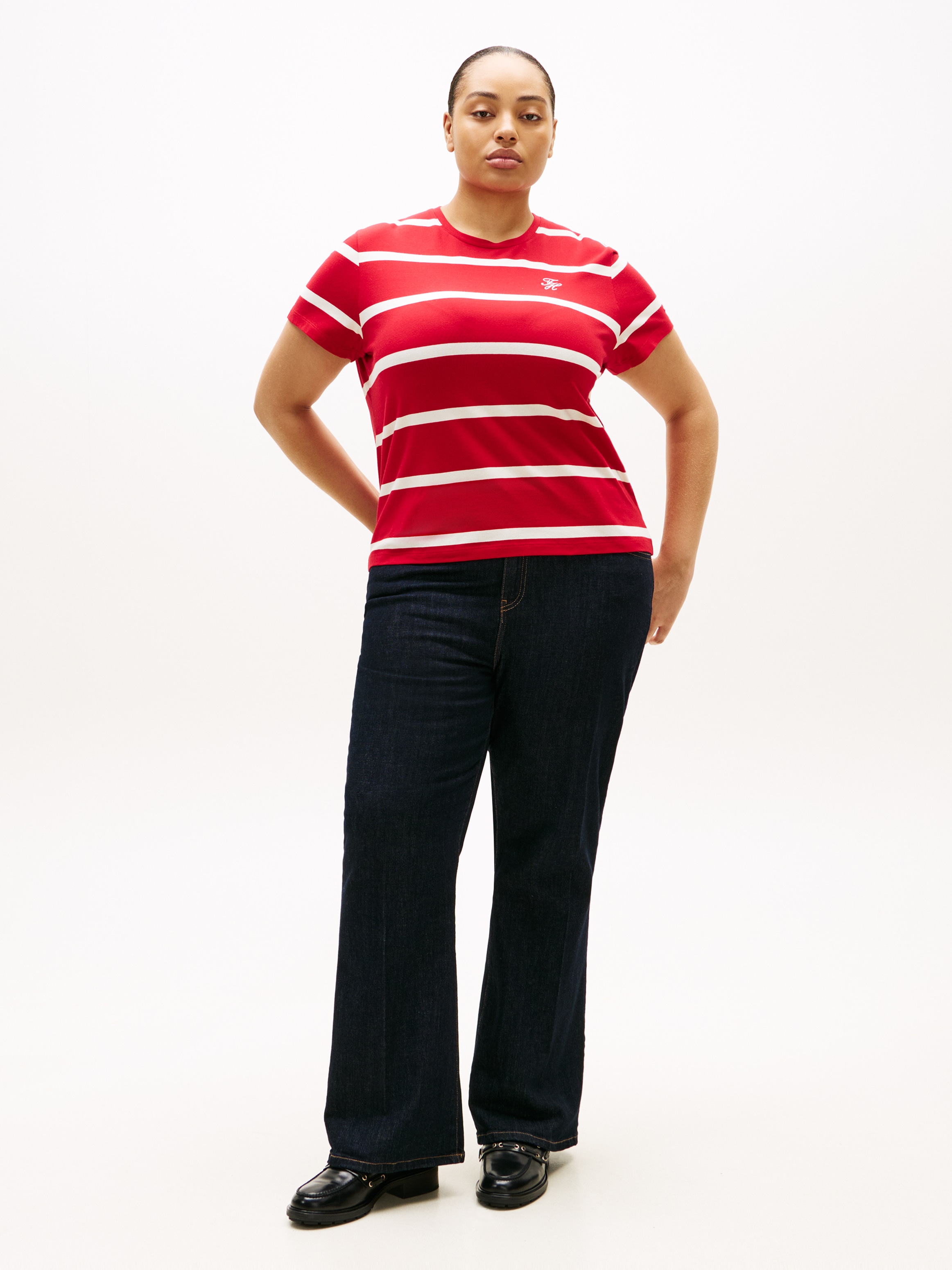 Tommy Hilfiger Curve T-shirt à manches courtes »CRV TH SCRIPT REG C-NK SS TEE« in grossen Grössen