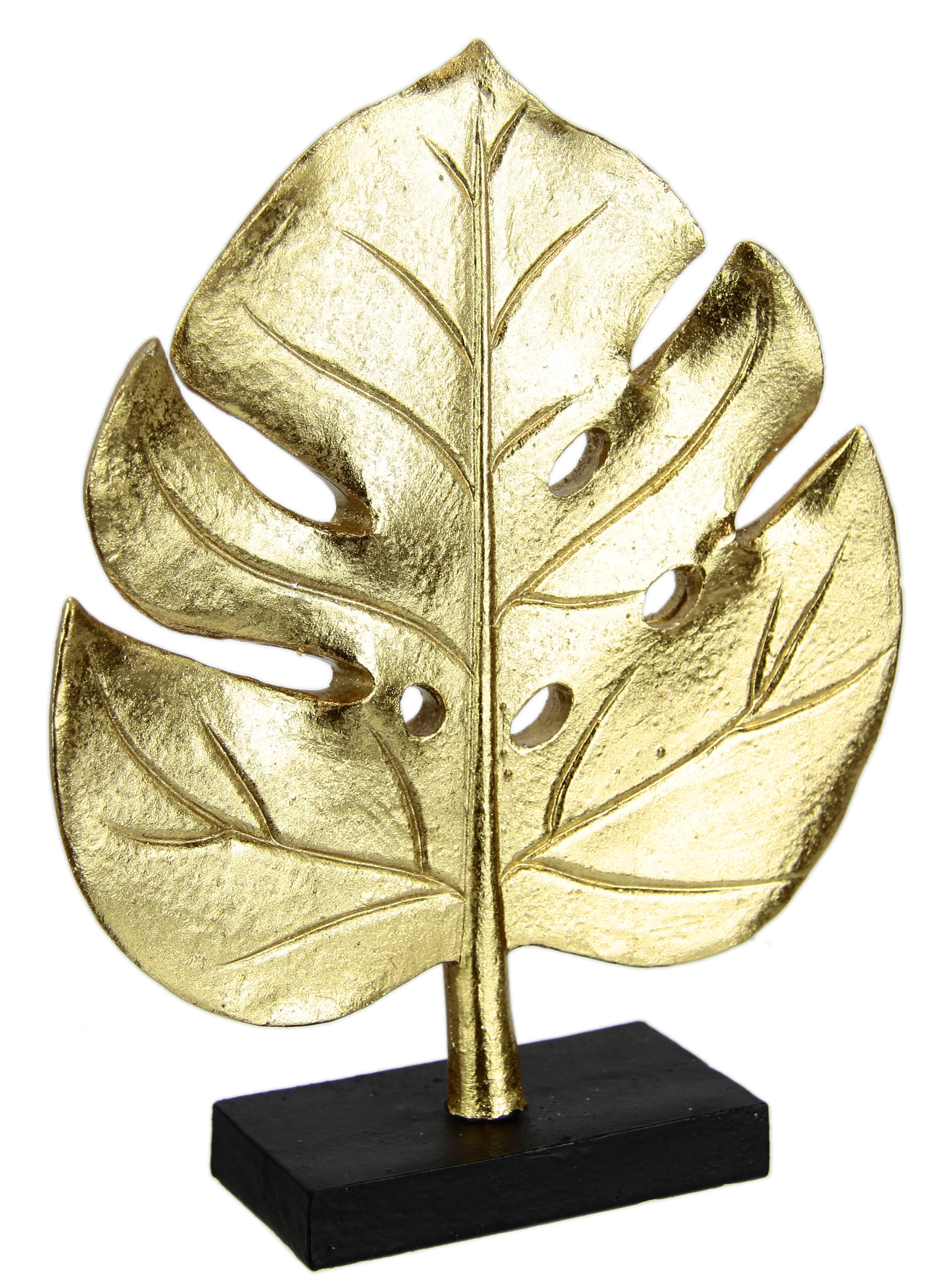 Image of I.GE.A. Dekofigur "Splitphilo-Blatt Statue" Blattskulptur Figur Skulpturen Blätter Deko Ornament Geschenk gold