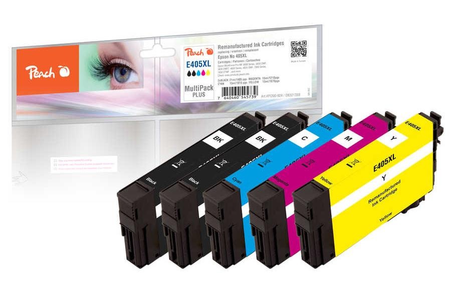 Tintenpatrone »Peach Epson 405XL Multipack Plus BK/C/M/Y«, (5 St.)