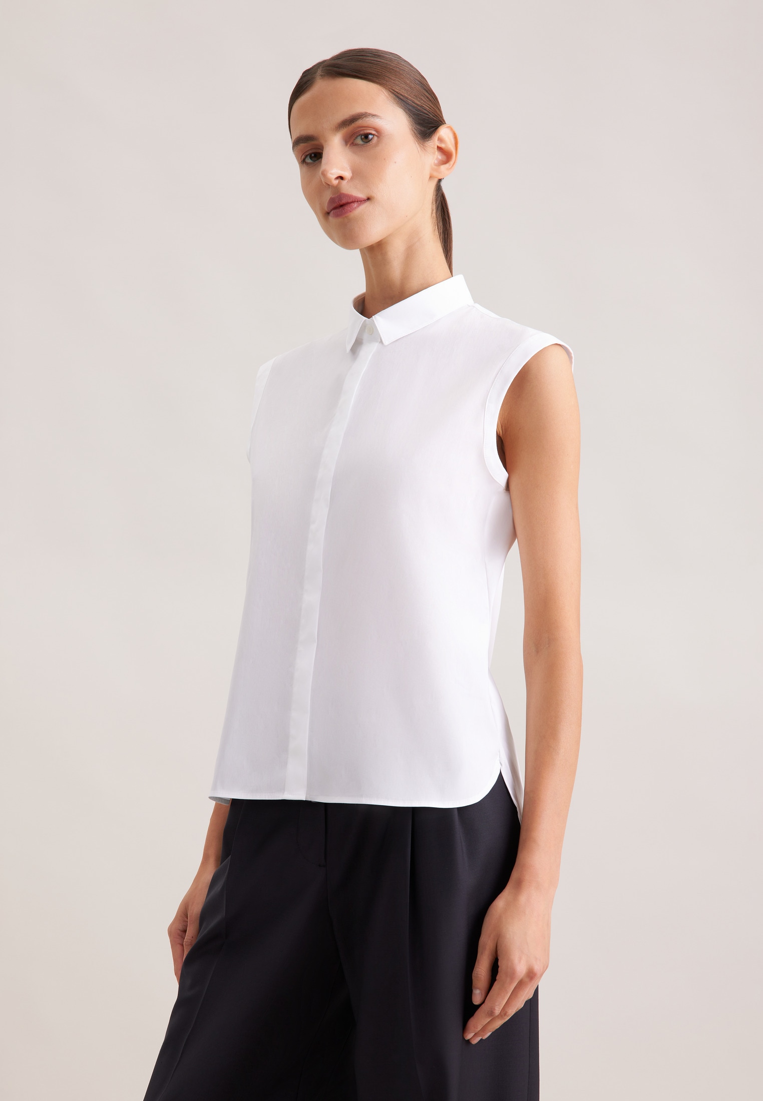 Image of seidensticker Hemdbluse Ohne Arm Kragen Uni
