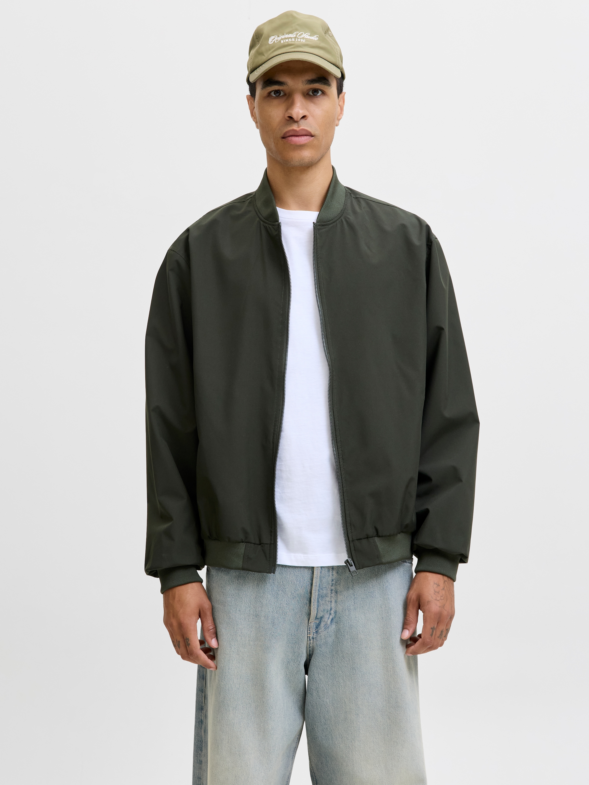 Jack & Jones Veste bomber »JJECHARGE BOMBER JACKET NOOS« ohne Kapuze mit Rippbündchen