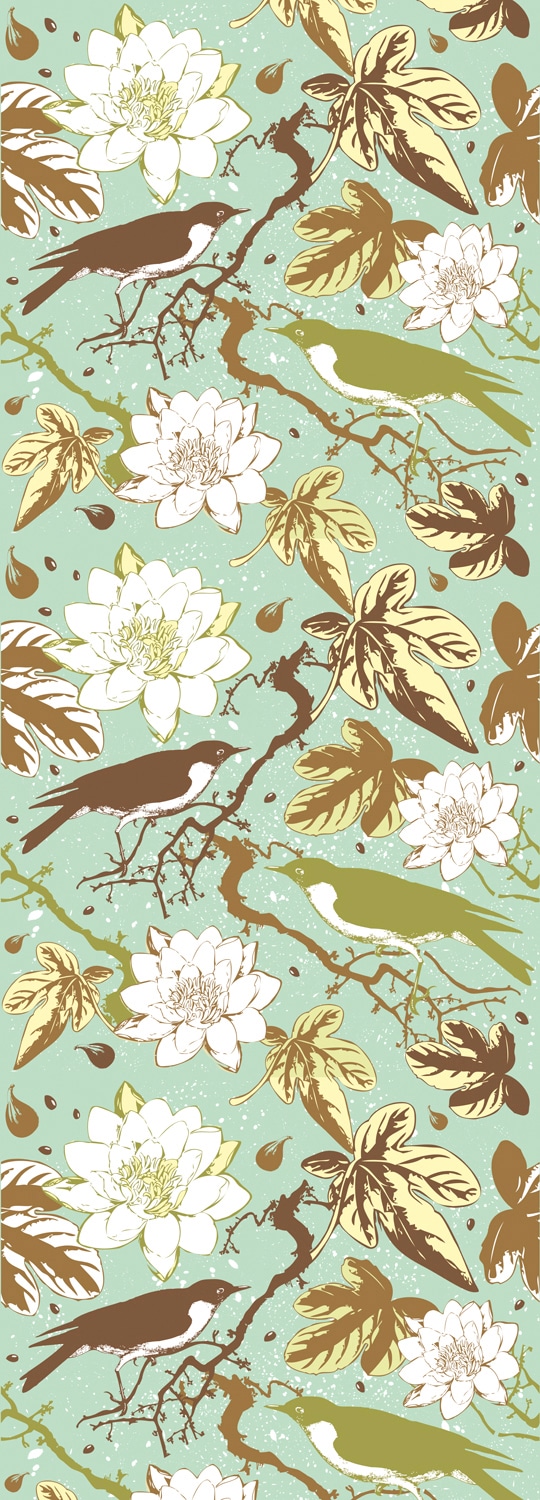 Image of queence Vinyltapete "Fedder" Motiv bedruckt botanisch floral gemustert natürlich glatt 90x250cm, selbstklebend, kinderleichte Anbringung, Sticker