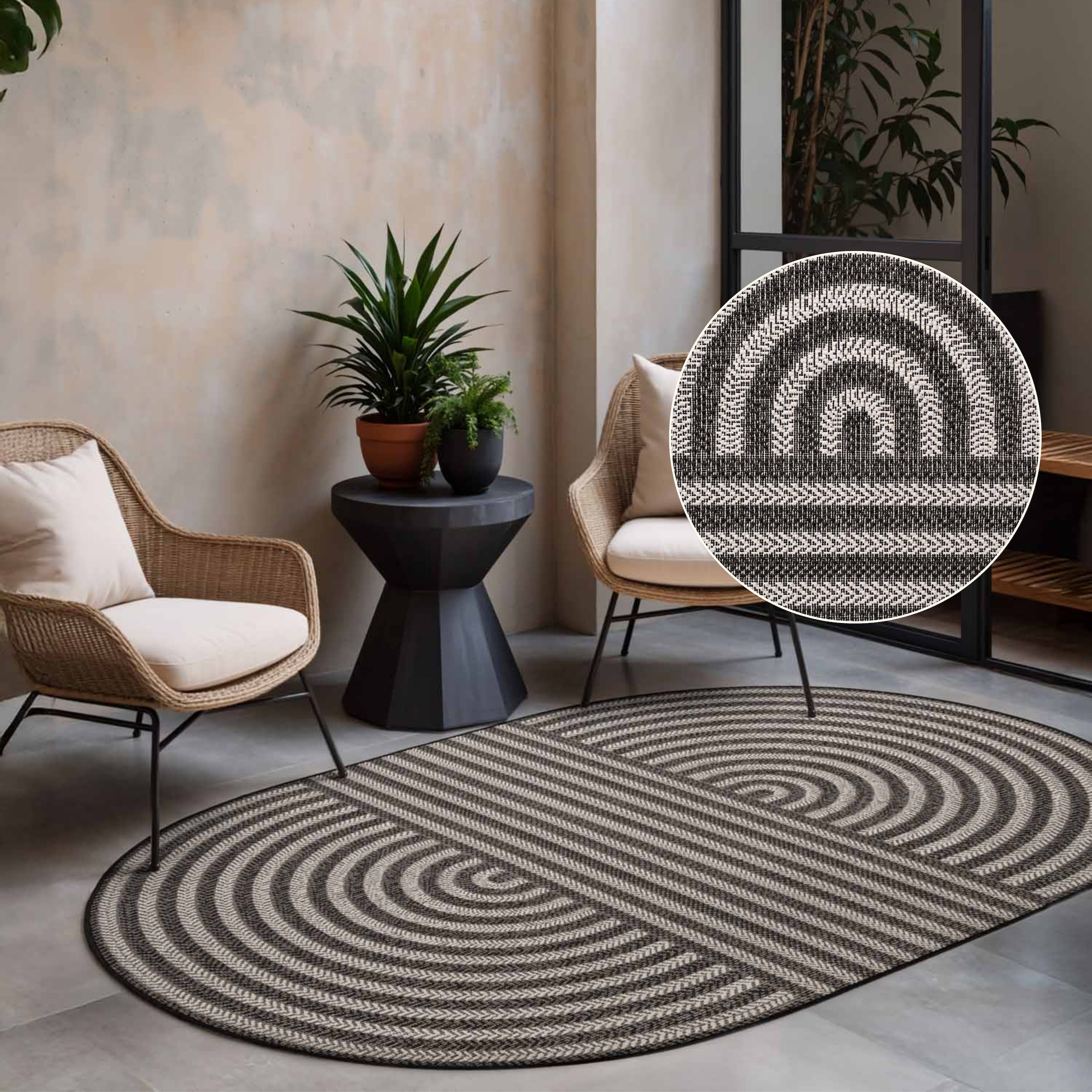 Image of Ted Baker Teppich "Woodfield, Wendeteppich" oval 8 mm Höhe Designteppich, Wetterfest, Pflegeleicht, Modern, Wohnzimmer, Terrasse