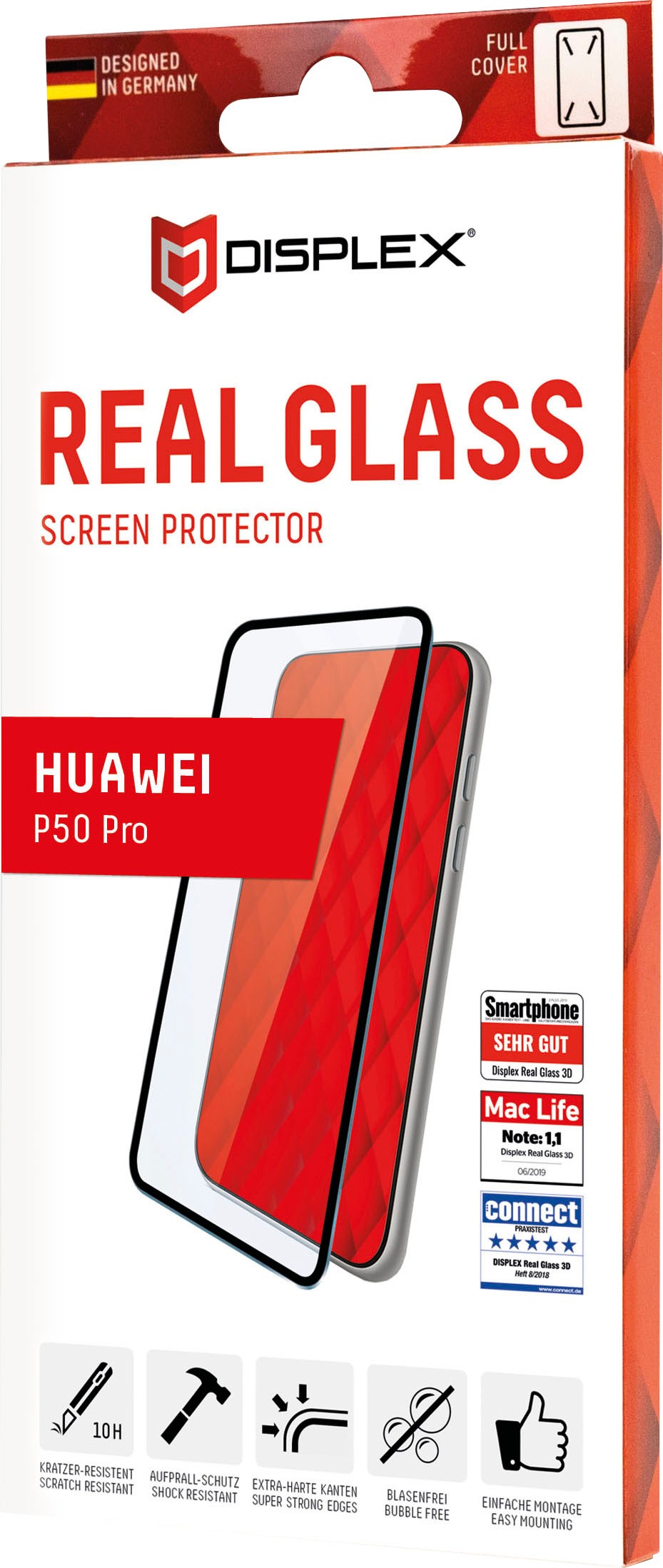 Image of Displex Displayschutzfolie »DISPLEX Full Cover Panzerglas (10H) für Huawei P50 Pro, Montagesticker, volle Displayabdeckung, Tempered Glas, kratzer-resistente Schutzfolie, hüllenfreundlich« bei Ackermann Versand Schweiz