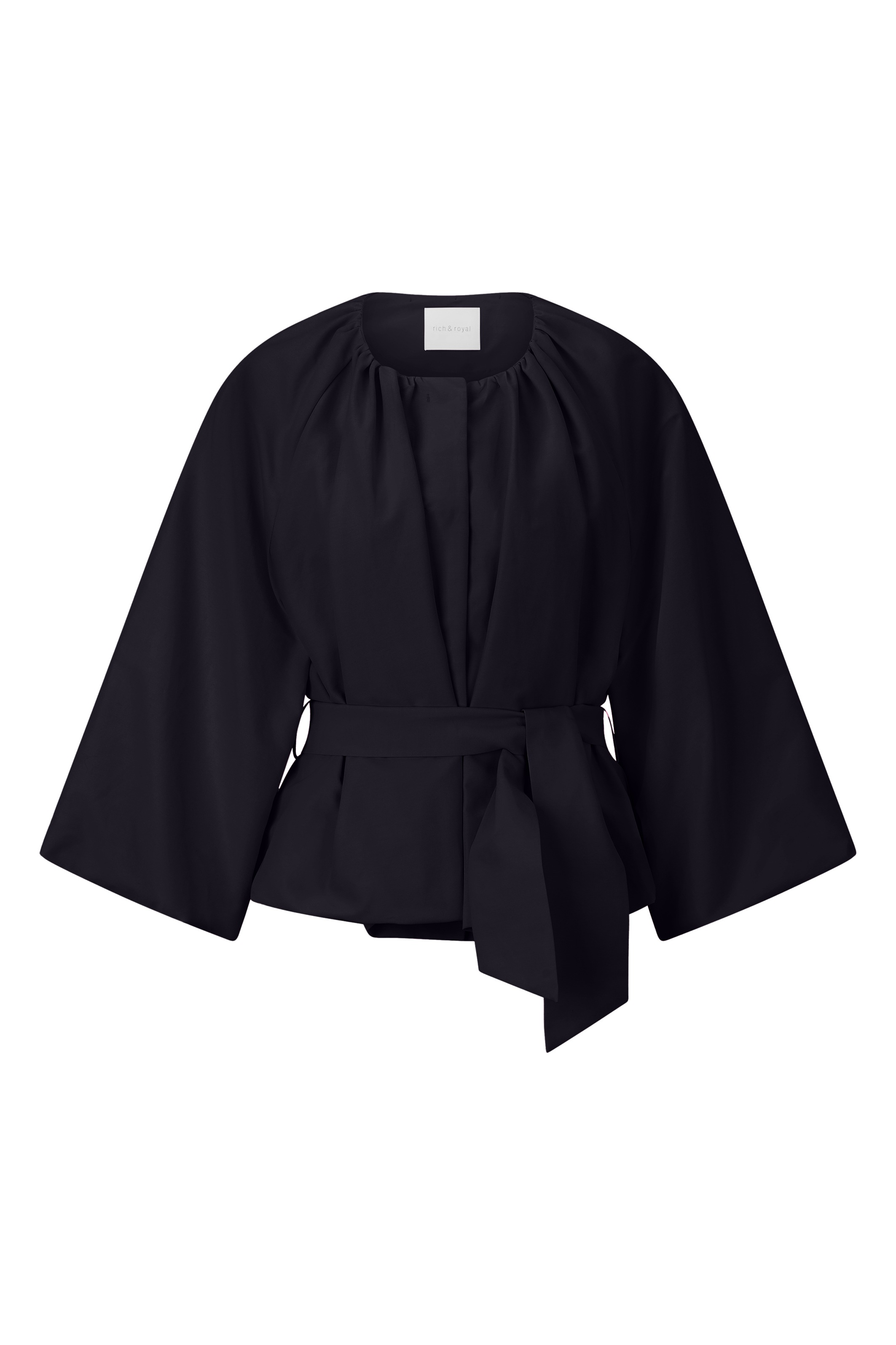 RICHROYAL Blusenjacke im Kimono-Stil mit breitem Bindegürtel, weite Form, 3/4 Ärmel
