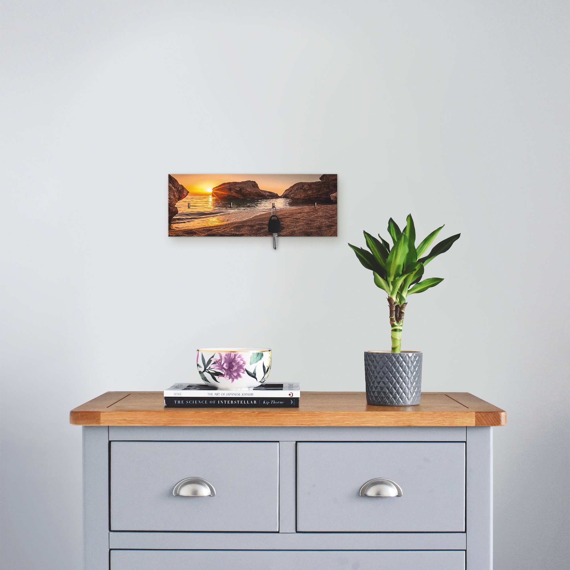 Image of Artland Hakenleiste »Sonnenuntergang und Strand«, aus Holz mit 4 Schlüsselhaken – Schlüsselboard, Schlüsselbretter, Schlüsselhalter, Schlüsselaufhänger für den Flur – Stil: Modern bei Ackermann Versand Schweiz