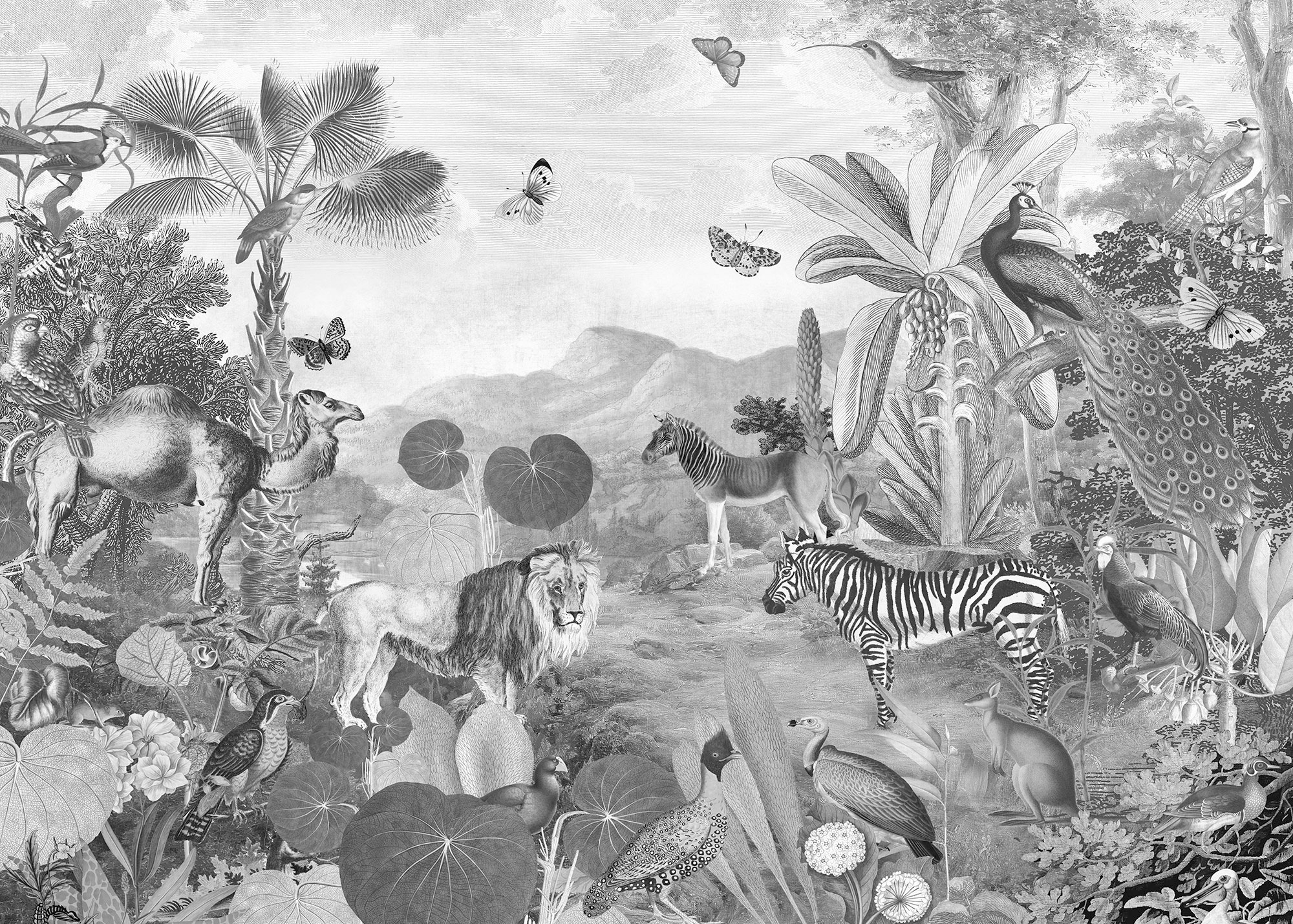 Image of Komar Vliestapete "Digitaldruck Vlies - Flora and Fauna - Grösse 350 x 250 cm" bedruckt glatt Wohnzimmer, Schlafzimmer
