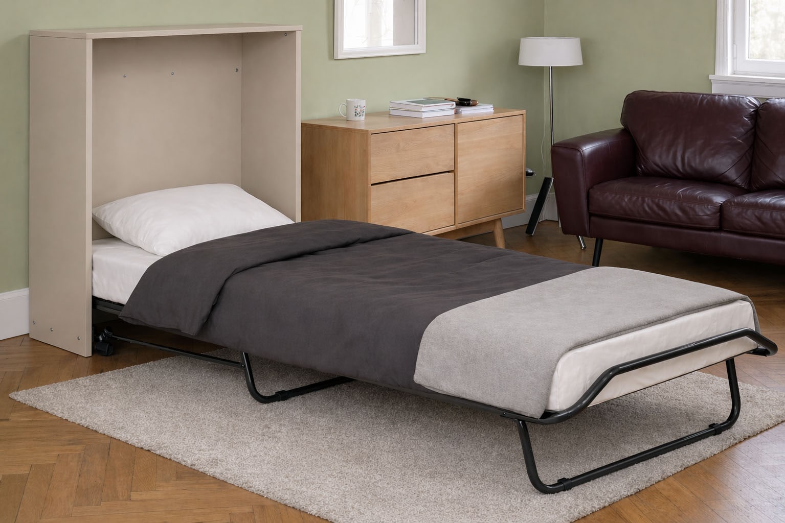 Home affaire Schrankbett »Sognum als Gästebett nutzbar, Wandklappbett in Kommodenoptik« in den Farben weiss, schwarz und kaschmir erhältlich,  inkl. Matratze, platzsparendes Klappbett, optimal für kleine Räume