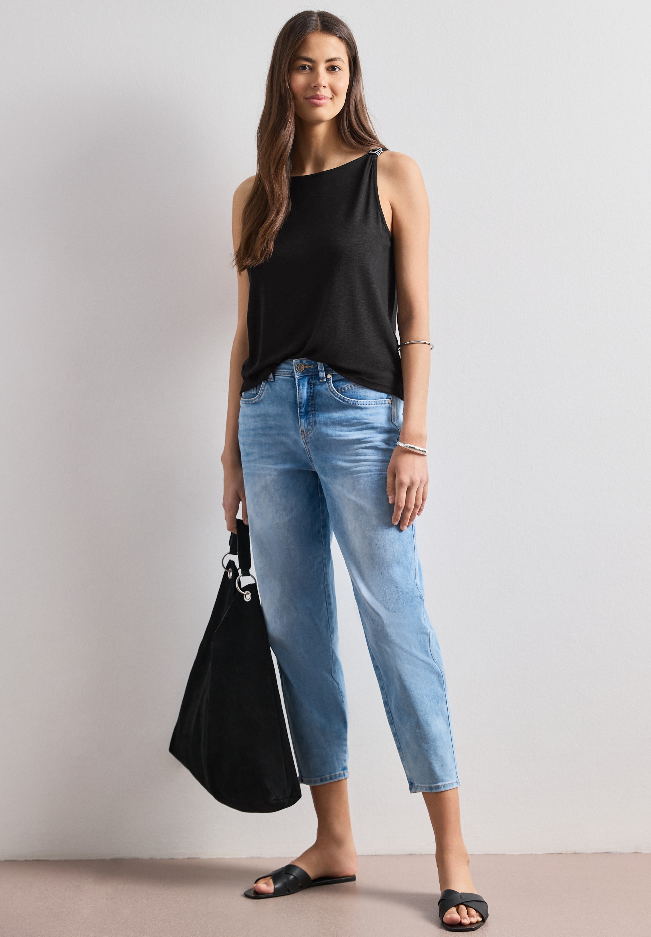 STREET ONE Strandtop Sommertop mit U-Boot-Ausschnitt und Schulterdetail
