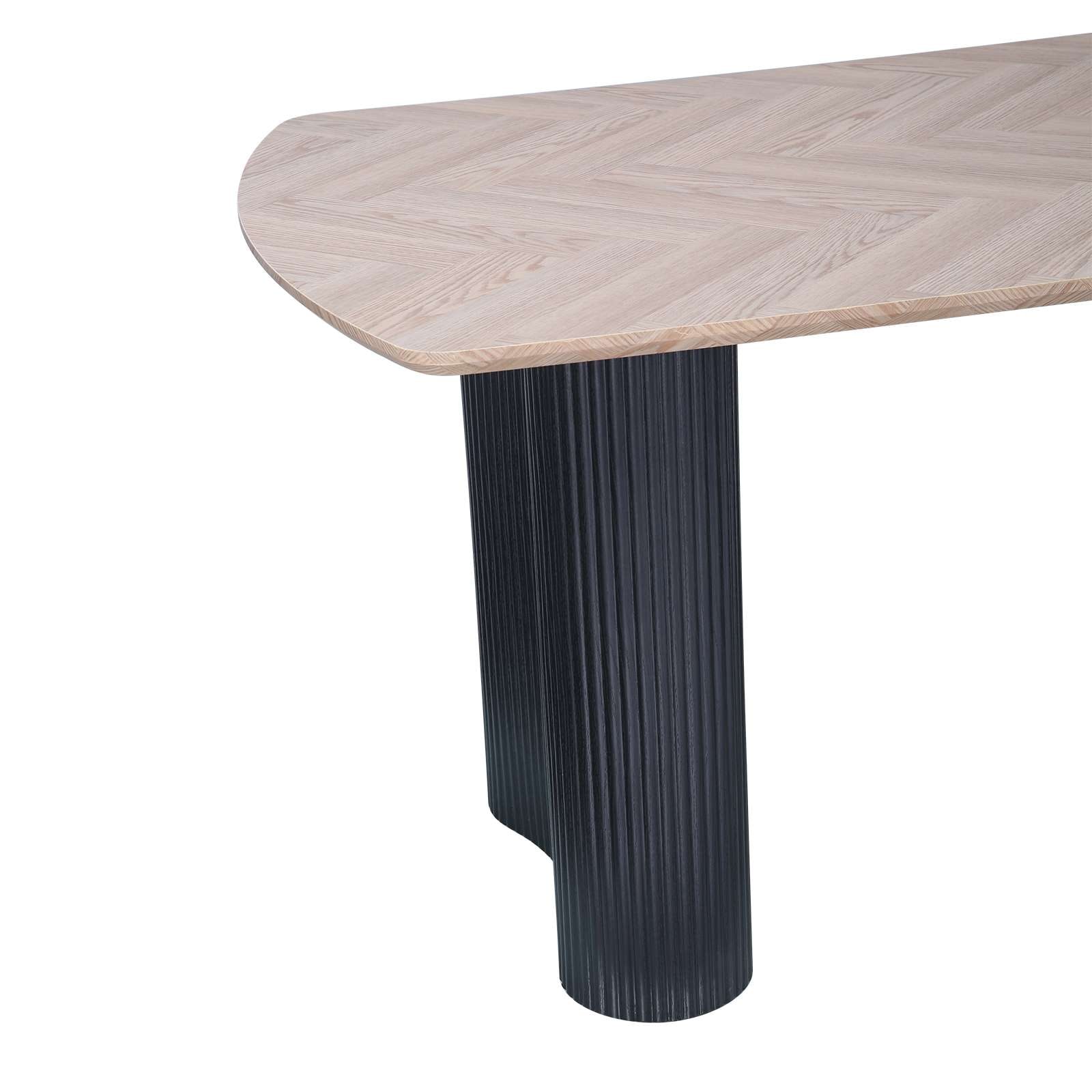 GOODproduct Esstisch »Bessonville« Tischplatte in Fischgrätoptik, Beine mit Rillenstruktur, Höhe 76 cm