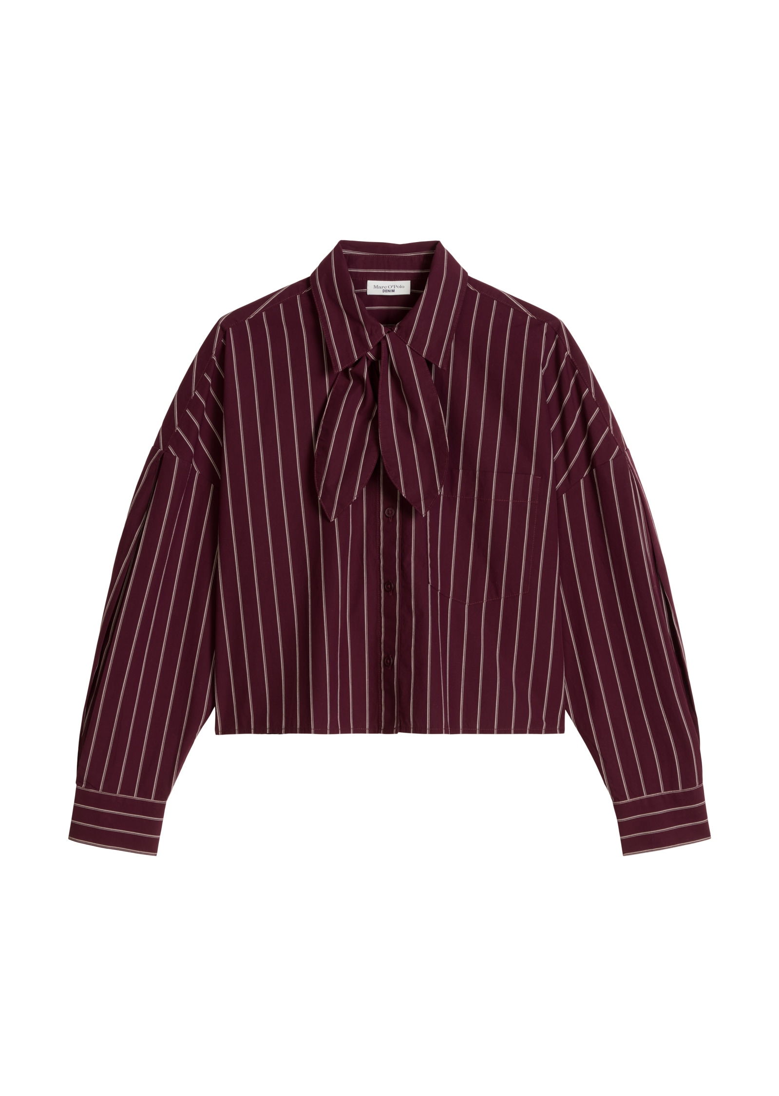 Marc O'Polo DENIM Hemdbluse mit Schluppe, Papertouch-Popeline