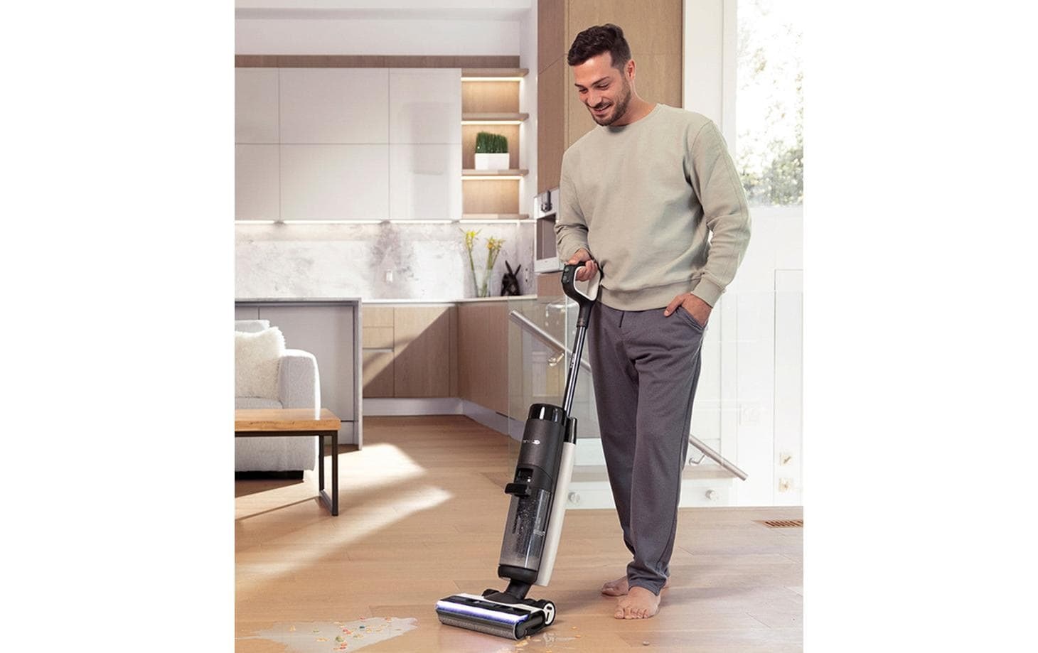 Tineco Nass-Trocken-Akkusauger »Floor One S7 Flashdry PET, 70° Grad Heissluft-Trocknung, Selbstantrieb« beidseitige Kantenreinigung, automatische Saugleistungsanpassung