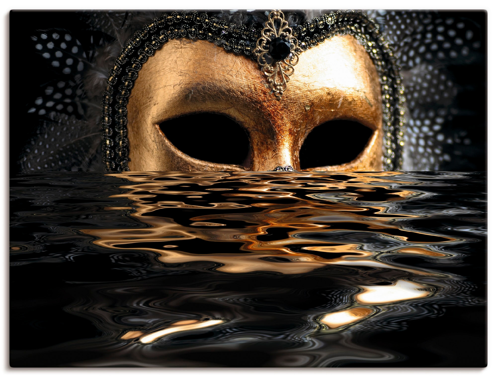 Image of Artland Leinwandbild "Venezianische Maske mit Blattgold" Karneval 1 Stk. tlg. auf Holzrahmen gespannt