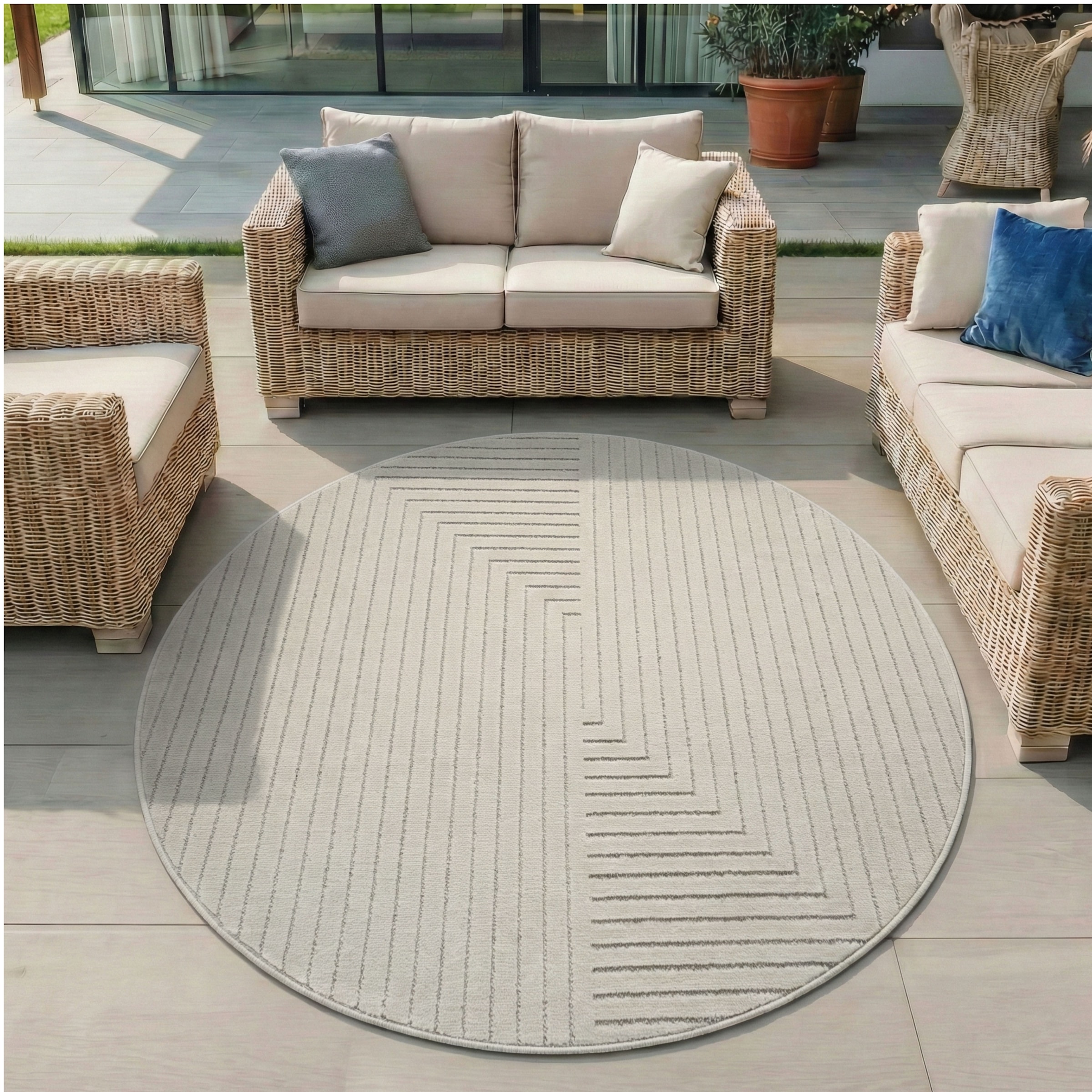 Ayyildiz Teppiche Outdoorteppich »NOVA 1202  , auch als Läufer und Rund« rund 8 mm Höhe Material aus schmutzabweisendem Polypropylen, In-/Outdoor geeignet