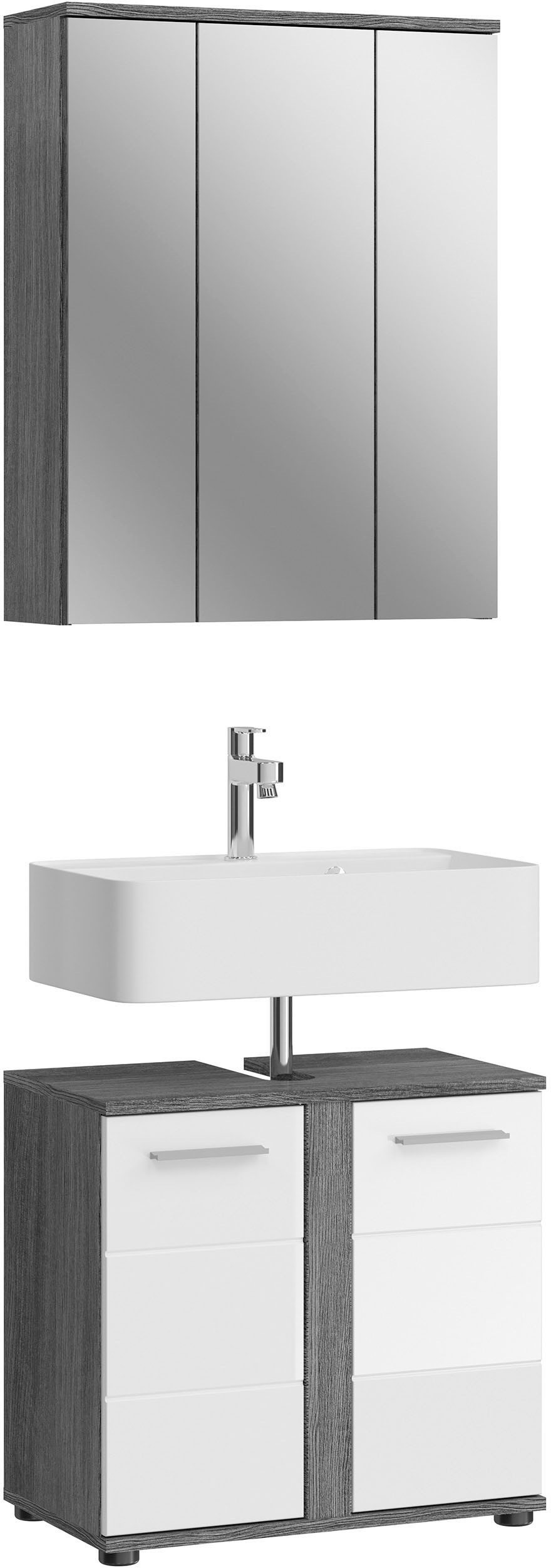 Image of welltime Badmöbel-Set "LUCCA, 2- teilig, Waschbeckenunterschrank, Spiegelschrank" Set, bestehend aus: 1x Waschbeckenunterschrank & 1x Spiegelschrank, 2 Stk. tlg.