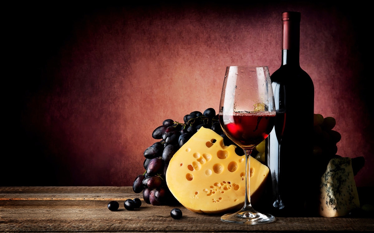 Image of Papermoon Fototapete "Wein mit Käse"