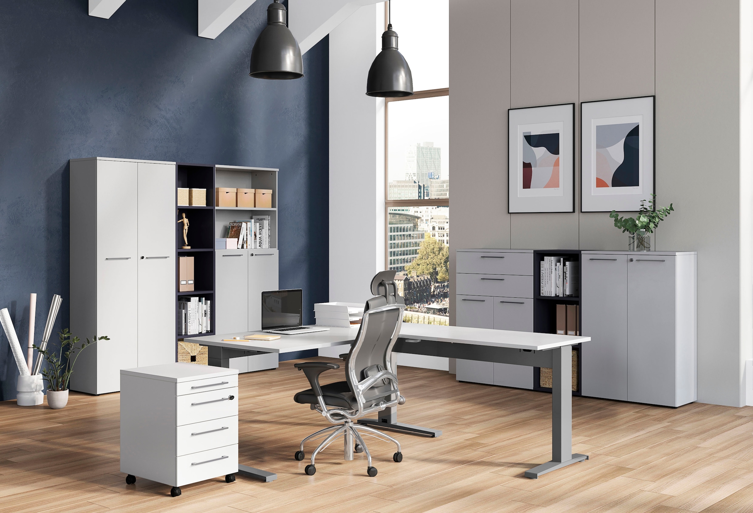 GERMANIA Aktenschrank »GW-Agenda, Mehrzweckschrank, abschliessbar,«, optional mit 2 offenen Fächern, Masse 80x197 cm, Made in Germany