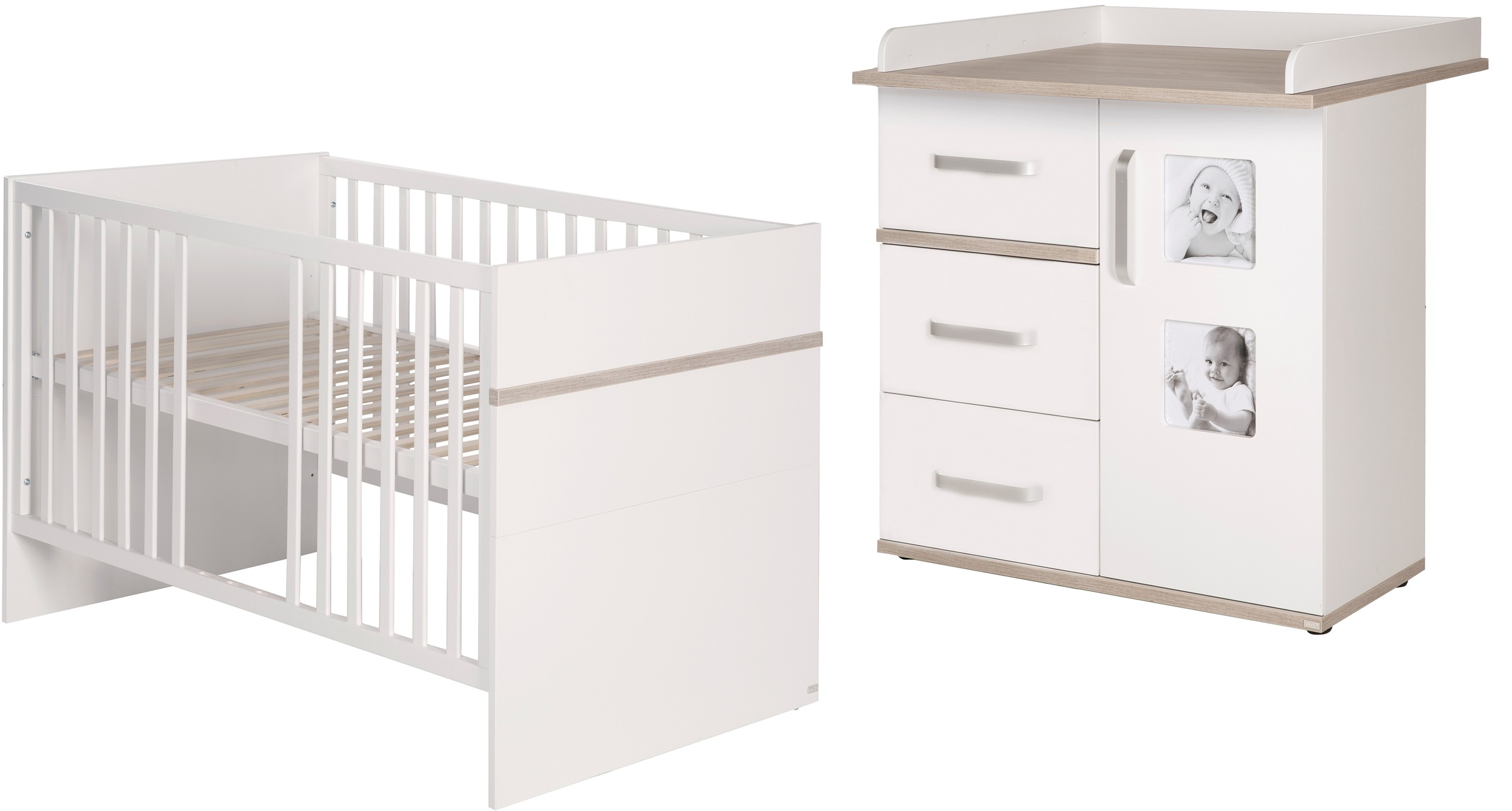 Image of roba® Babymöbel-Set »Moritz«, (Spar-Set, 2 St., Kinderbett, Wickelkommode), mit Kinderbett und schmaler Wickelkommode; Made in Europe bei Ackermann Versand Schweiz