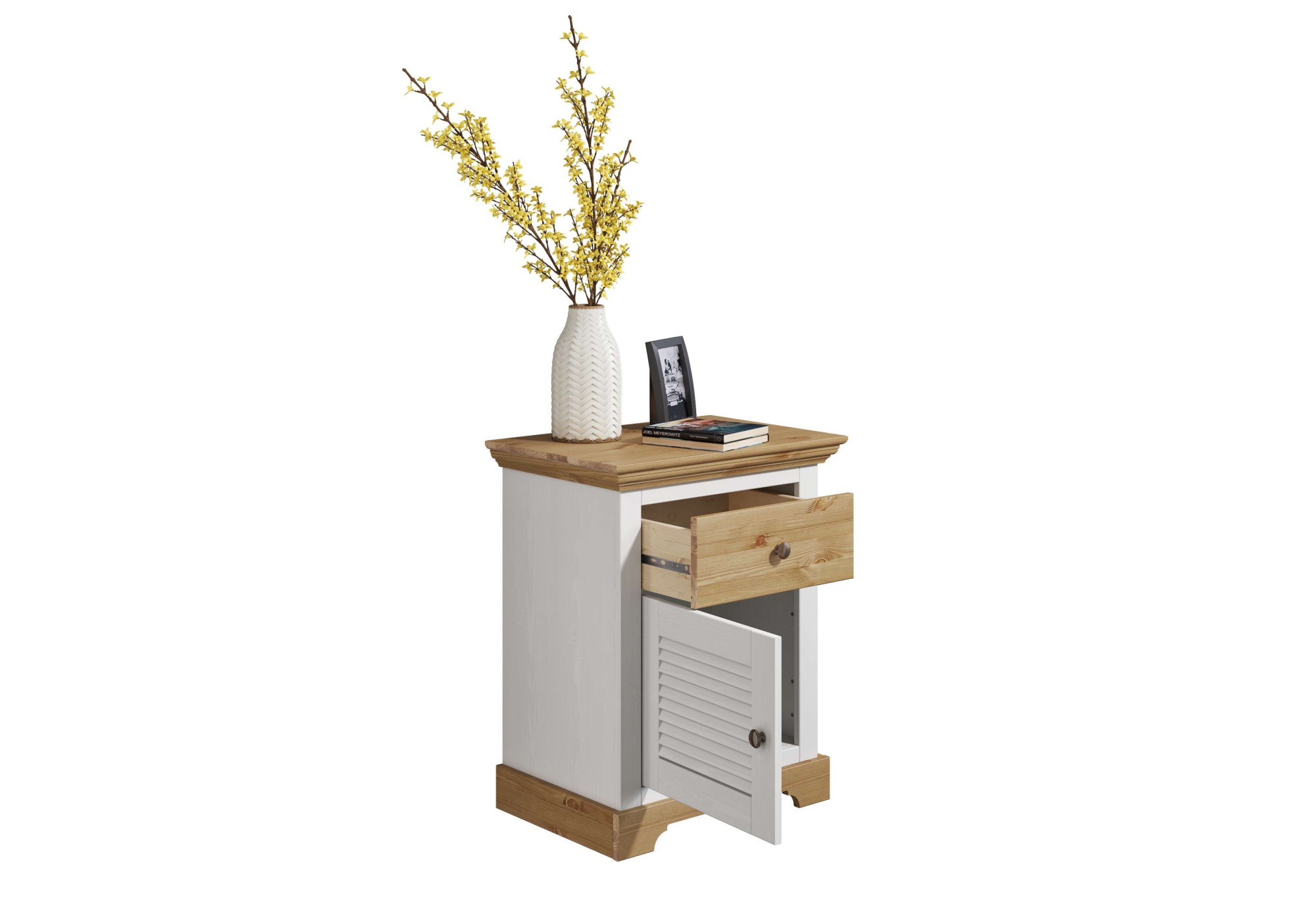 GOODproduct Nachtkommode »Rauna, Landhausstil, edles Design mit Lamellen und Kassetten, 2 Farben« B/H/T  56/69/39cm,  FSC® zertifiziertes Kieferholz, massive Qualität mit viel Stauraum