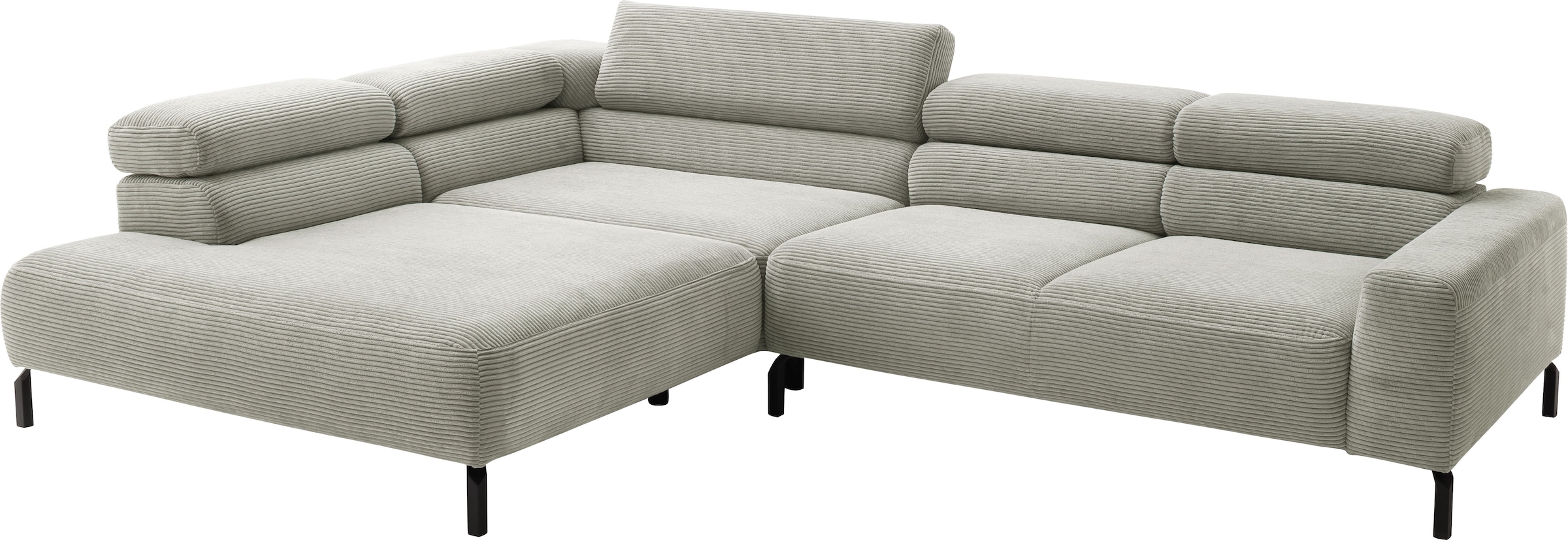 Home affaire Ecksofa »Antonelli, L-Form,  incl. Kopfteilverstellung, Breite 312 cm« ohne Sitztiefenverstellung, in Cord, stone