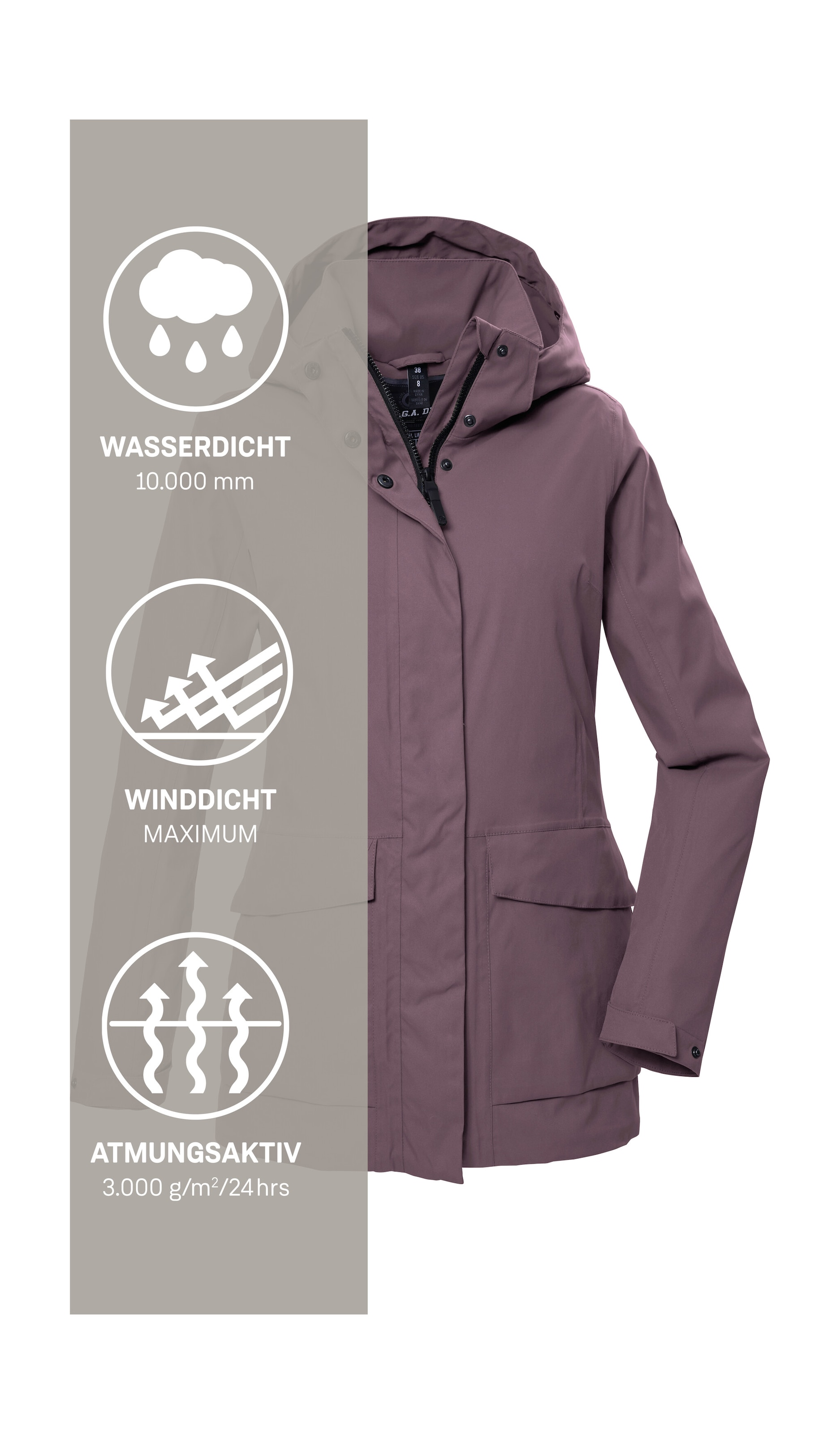 G.I.G.A. DX by killtec Veste fonctionnelle »GS 54 WMN JCKT« Wasserdicht, atmungsaktiv, recycelte Materialien, abnehmbare Kapuze