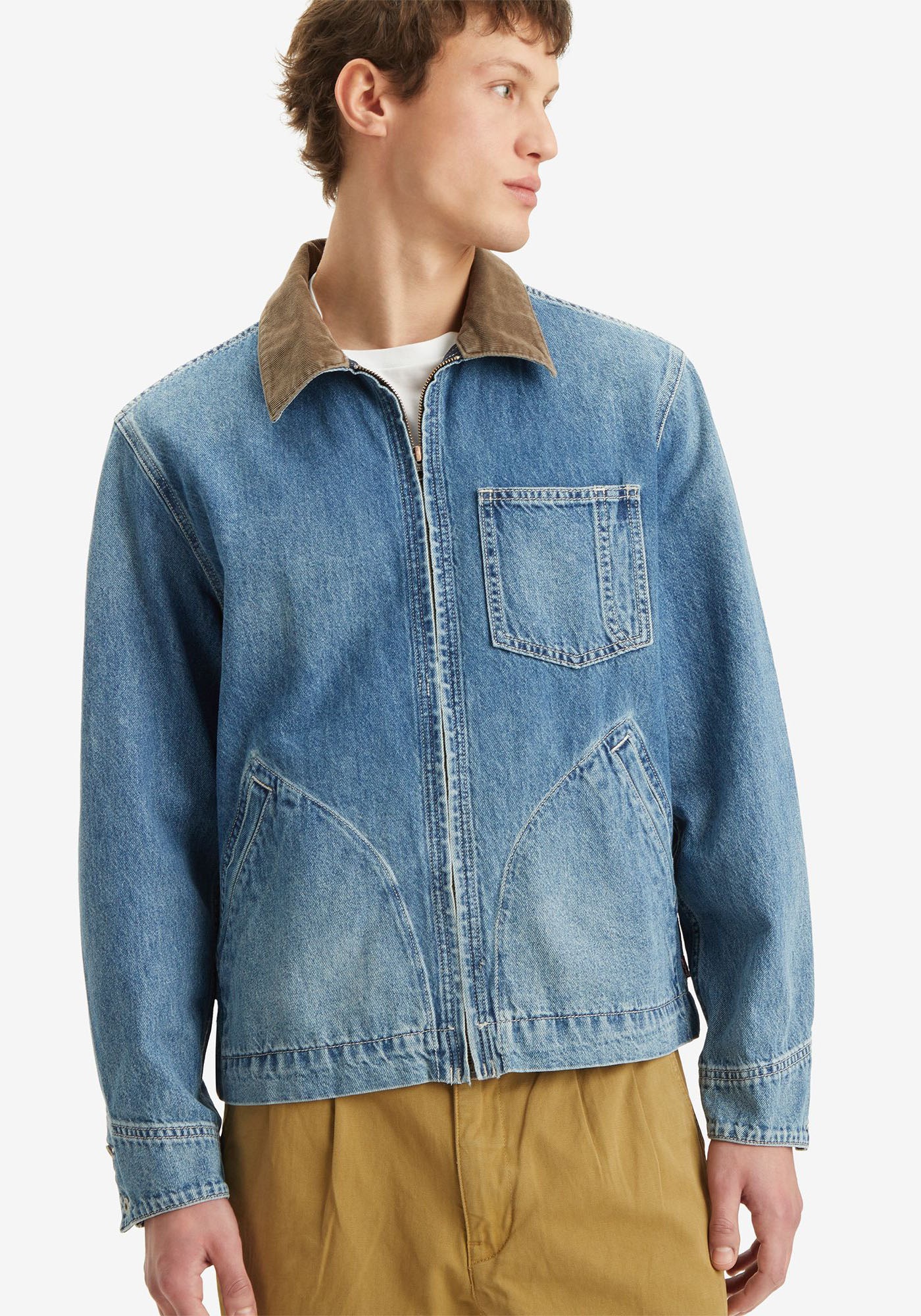 Levi's® Jeansjacke »FULL ZIP MECHANICS TRKR«, mit Zipper und Kragen mit Cordbesatz