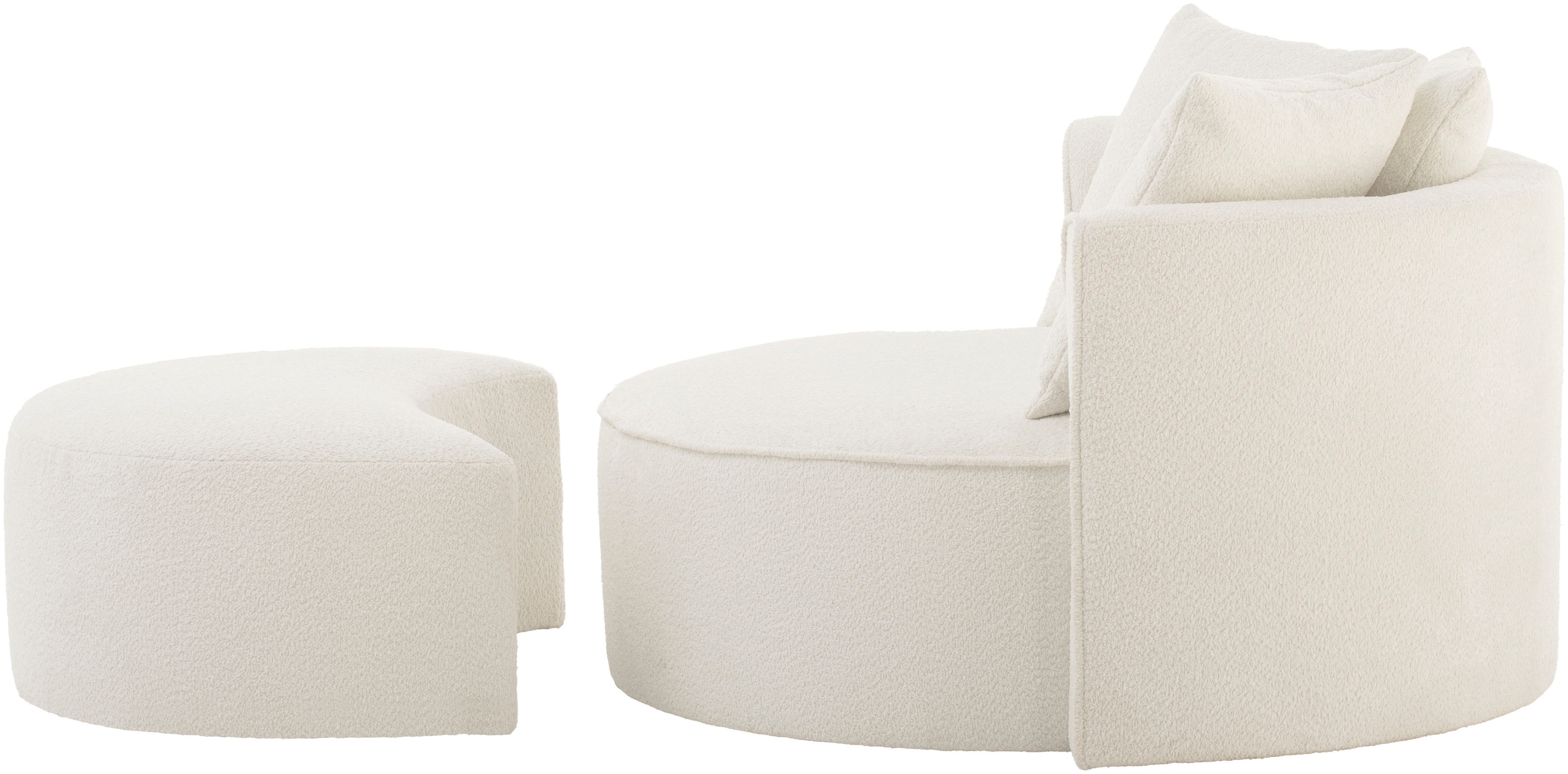 LeGer Home by Lena Gercke XXL-Sessel »ISALIE, Rundsessel mit Hocker, Lesesessel, Loveseat, Big-Sessel«, (Set), trendige Stoffe, 3 Zierkissen, grosse Sitzfläche, Cord, Samt, Bouclé