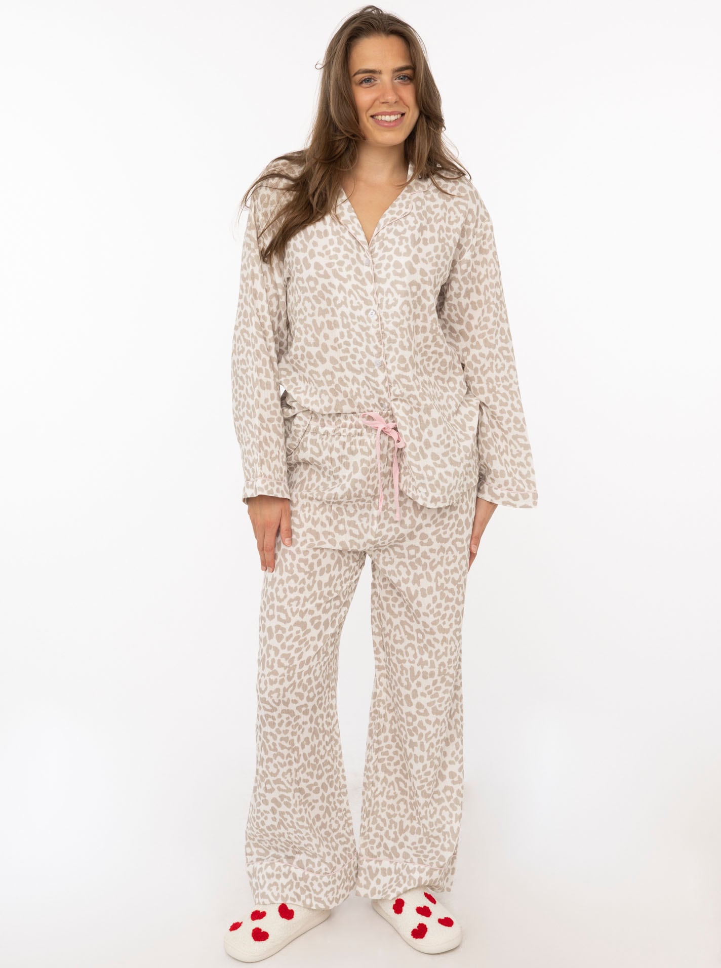 Image of Zwillingsherz Pyjama "Classic Leo" 2 Leo-Muster, Oberteil mit Knöpfen, Hose mit elastischem Bund