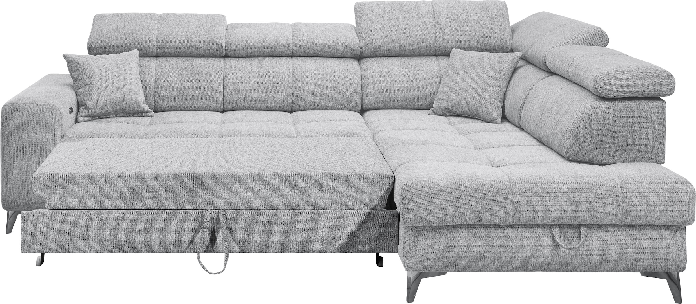ED EXCITING DESIGN Ecksofa »Sydney L-Form«, mit Bettfunktion, Bettkasten, Kopfteilverstellung & 2 Zierkissen
