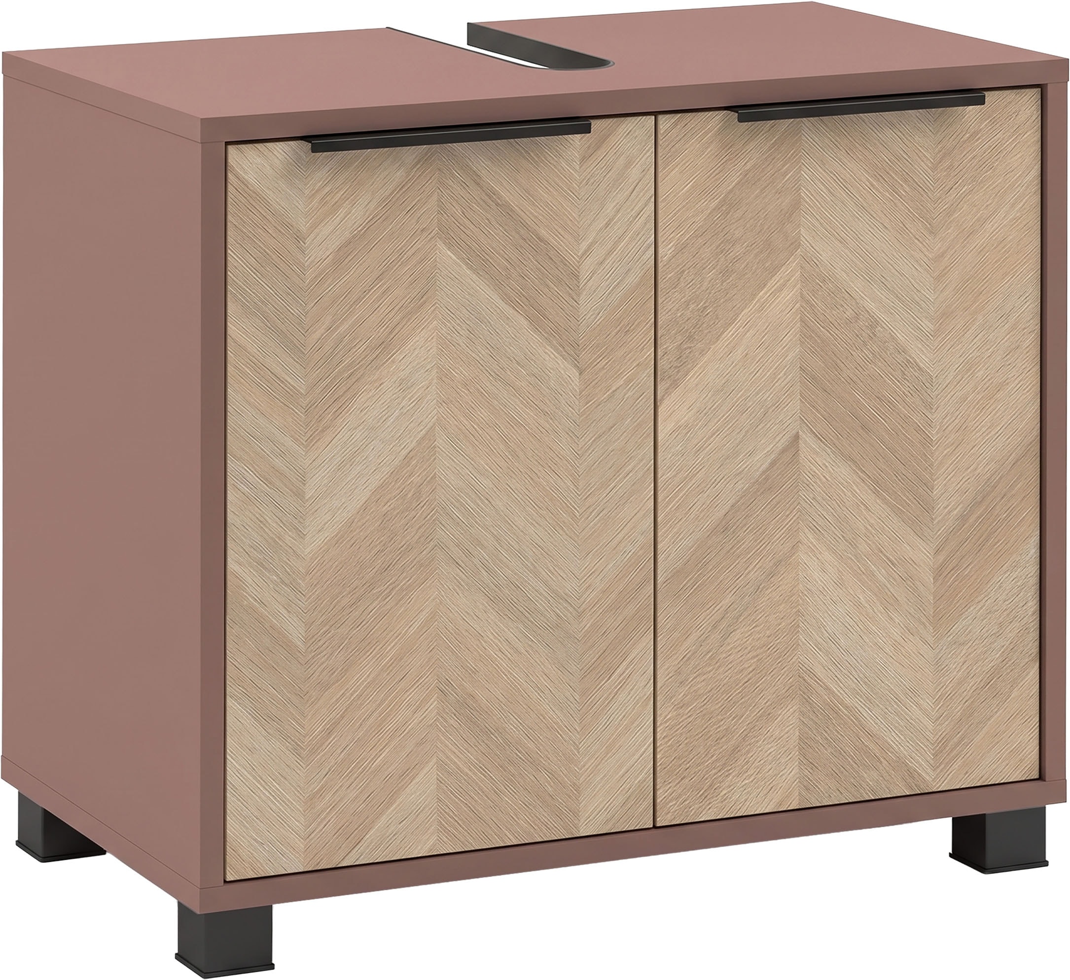 Schildmeyer Armoire sous lavabo »PIAZZA, 2 Türen, Breite 65,1 cm, MADE IN GERMANY« 1 cuis tlg. portes avec décor en arête de poisson, FABRIQUÉ EN ALLEMAGNE