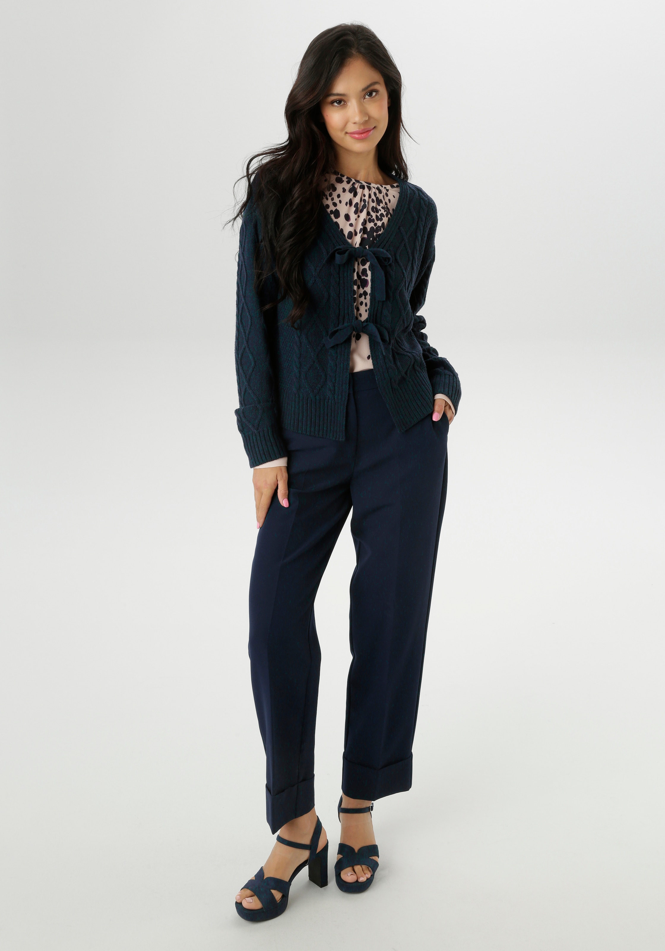 Aniston SELECTED Veste en tricot mit Zopf- und Rautenmuster