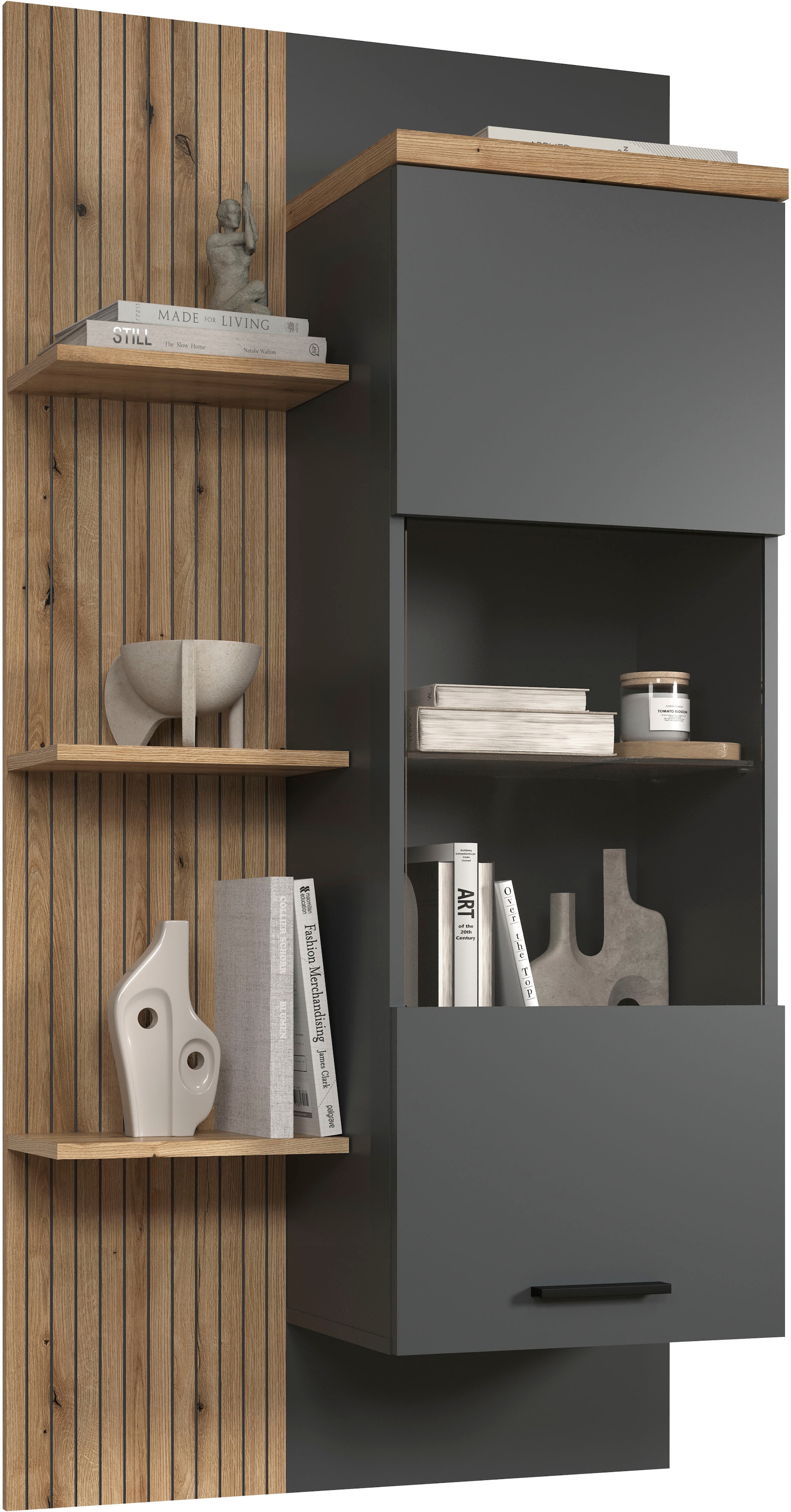 Image of Home affaire Hängevitrine "Bajo" 1 Stk. tlg. Hängeschrank mit 1 Tür & 1 Glasboden – (B/T/H) 80/32/161 cm