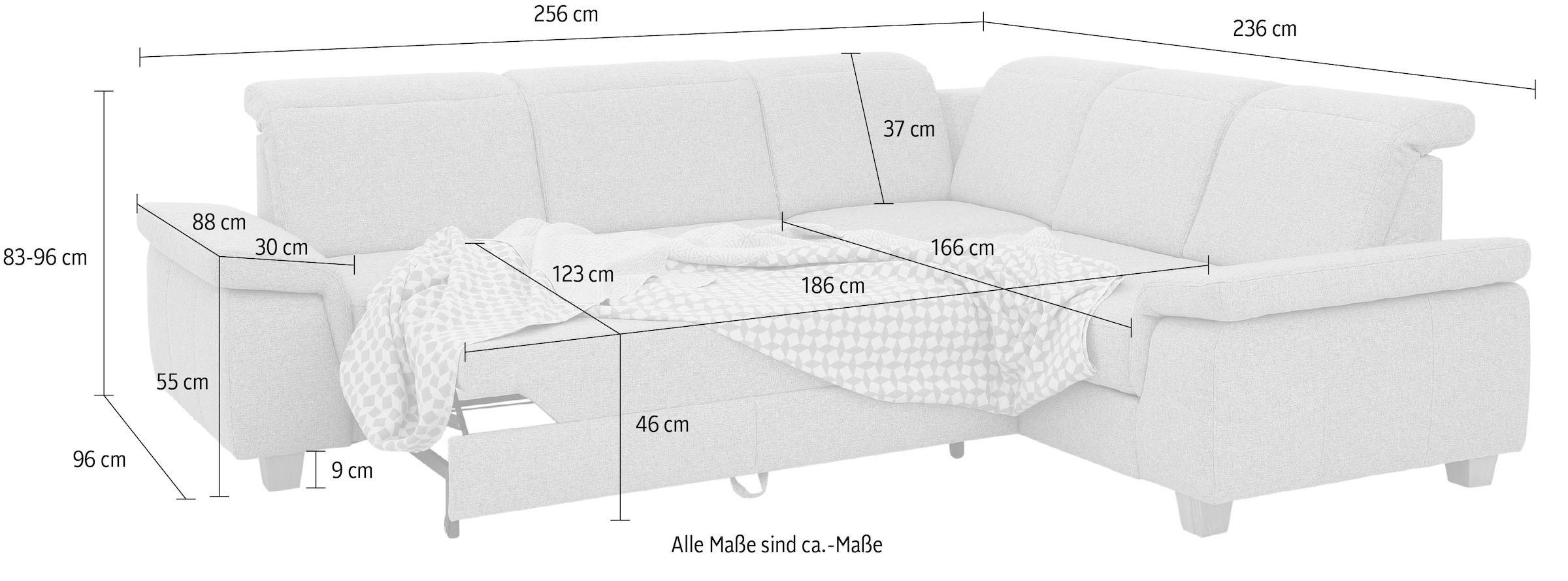 Home affaire Ecksofa »Dalia L-Form«, mit Federkernpolsterung, wahlweise mit Bettfunktion, Bettkasten