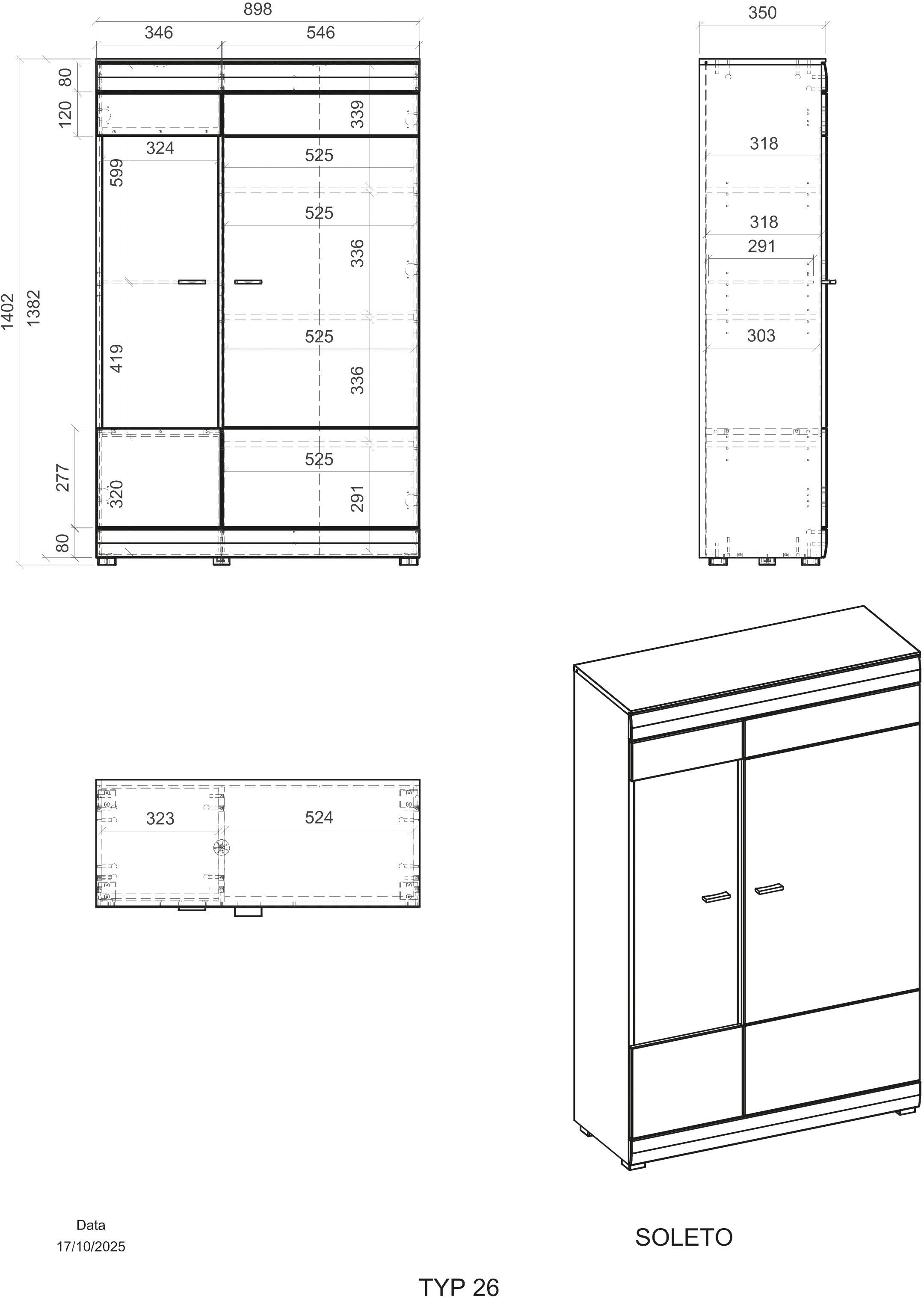 Home affaire Vitrine »Soleto, Vitrinenschrank in Evoke Eiche, moderne Glasvitrine« ausreichend Stauraum, schwarze Griffe aus Metall, zeitlos