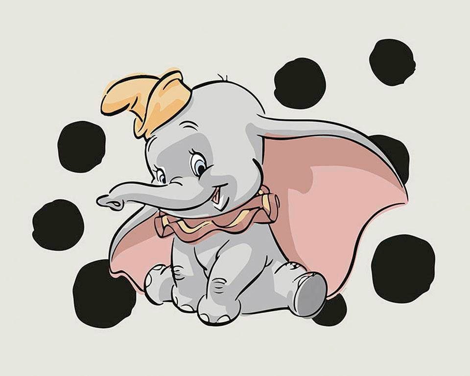 Image of Komar Bild "Dumbo Dots Landscape" Disney 1 Stk. tlg. Wandbild zur Dekoration im Kinderzimmer - ohne Rahmen