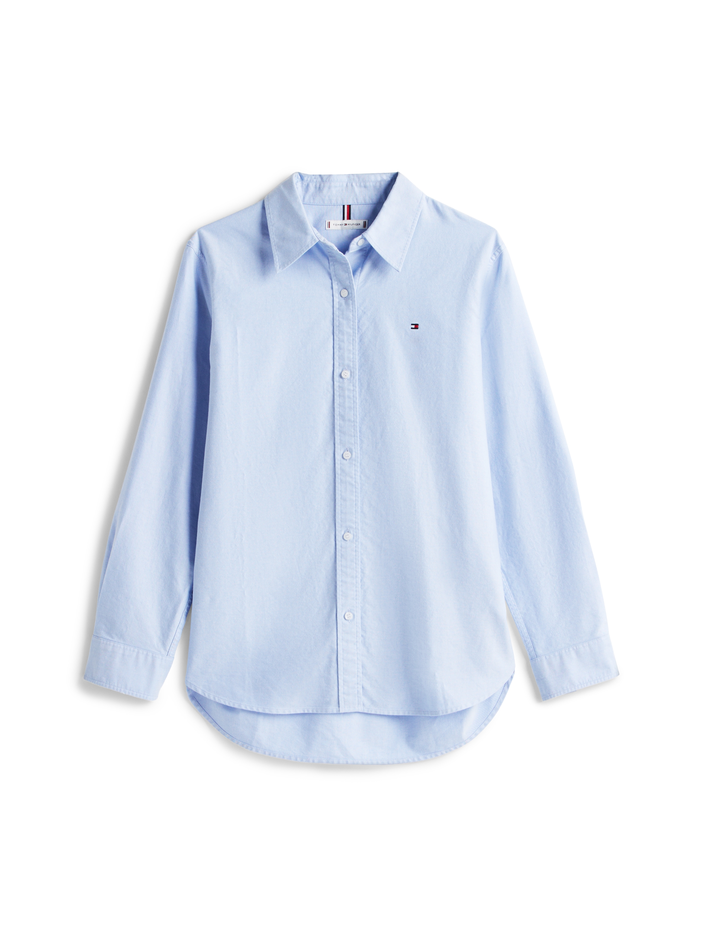 Tommy Hilfiger Hemdbluse »OXFORD RELAXED FIT SHIRT mit Hemdblusenkragen und Stickerei« Baumwolle, relaxed fit